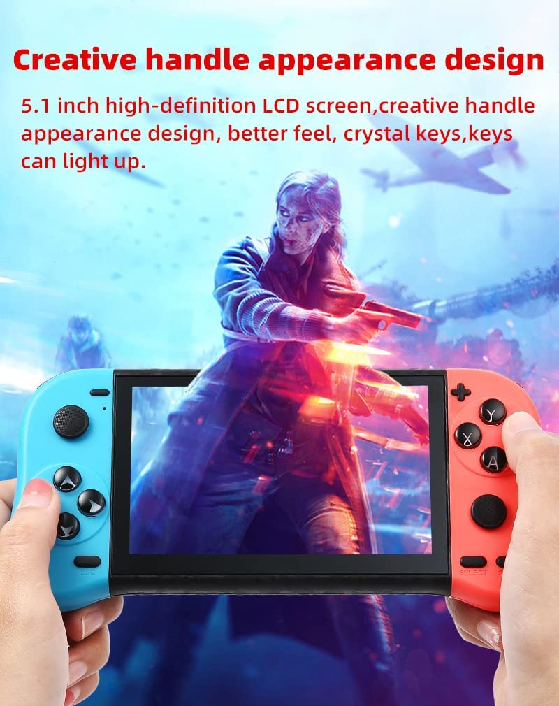 CZT 5.1 Inch Video Game Console Color Cool HD Handheld with 12000 Game Arcades/Cps/Md Multiple Simulators Video Music HDMI HD TV Output Nostalgic Gifts (Black) image number 3