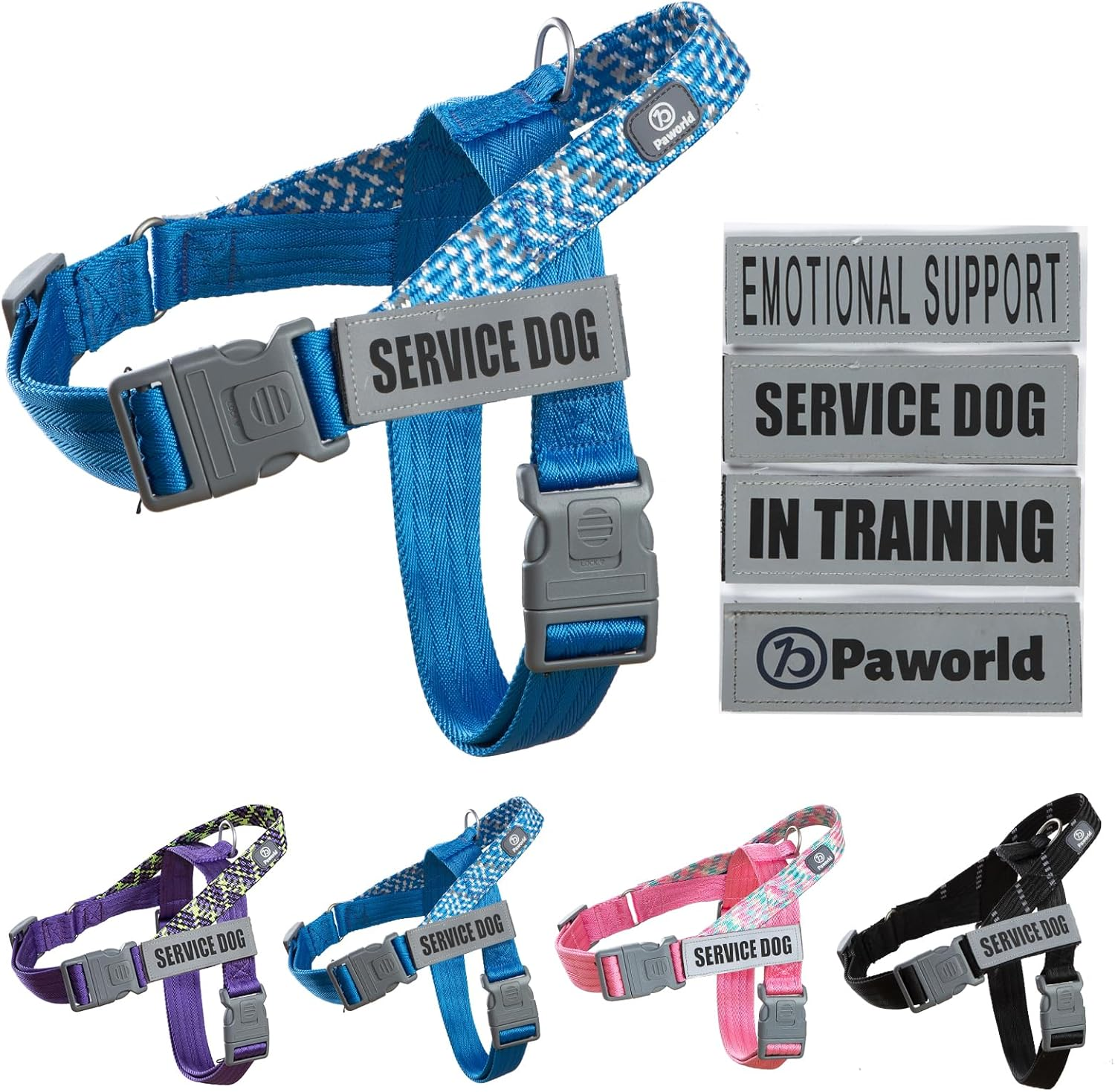 Paworld Service Dog Vest, No-Pull Service Dog Harness with 4 PCS Reflective Patches, Dog Vest Harness with Handle, Pet Harness for Small Medium Large Dogs in Training (Pink, M)