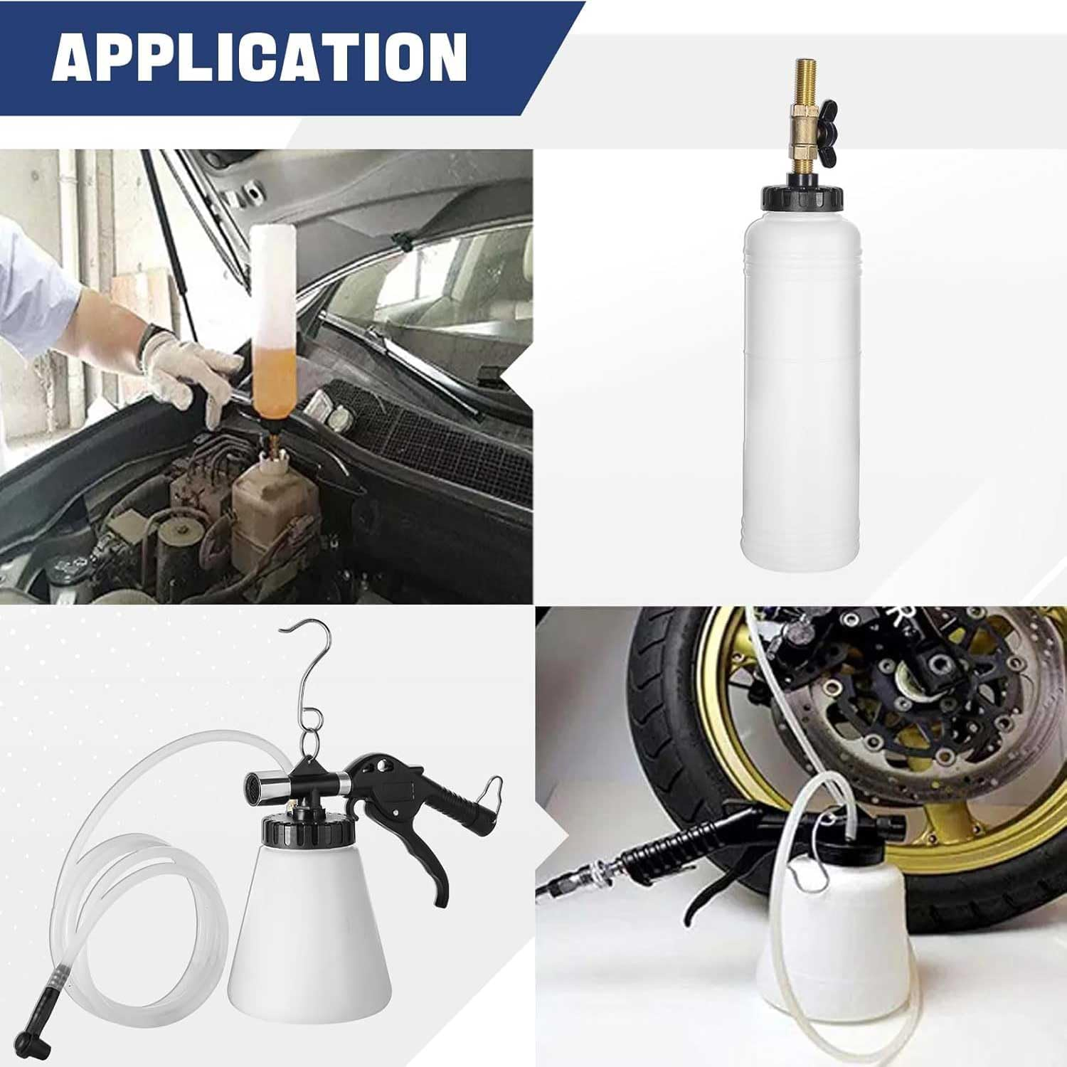 1.75L Air Brake Bleeder Kit, Brake & Clutch Bleeder Bleeding Vacuum Pump Kit, Pneumatic Brake Fluid Bleeder Tool, Clutch Vacuum Oil Bleeding Extractor Fluid Fill Adapters Kit Set