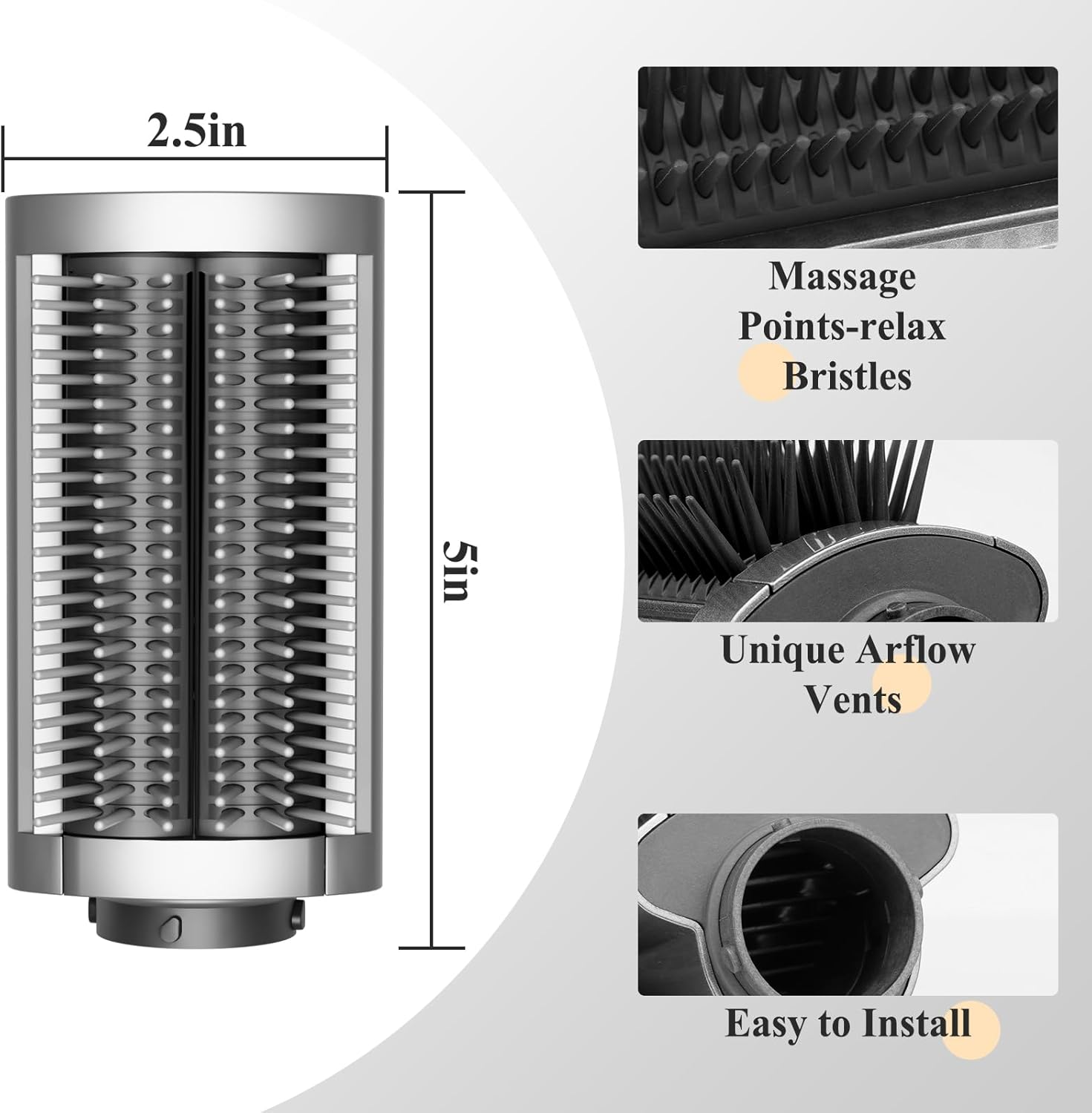 PUREGUST New Firm Smoothing Brush Compatible with Dyson Airwrap Attachment Accessories, for Frizz Hair to Make Smooth and Straight Style, Part No.971892-08 image number 2