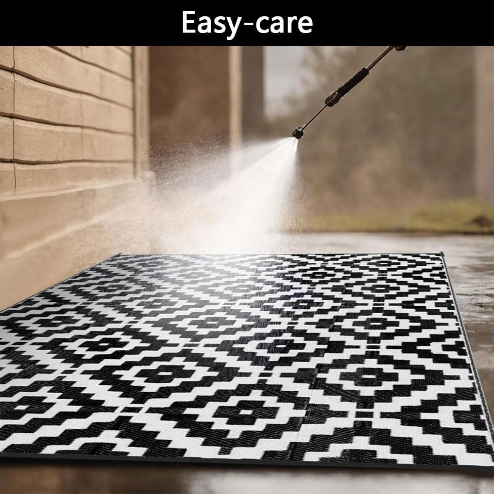 Reversible Outdoor Rug &ndash; Large Polyester Plastic Straw Patio Mat for RV, Camping, Porch, Deck, Balcony, Pool, Backyard, Picnic, Beach image number 1