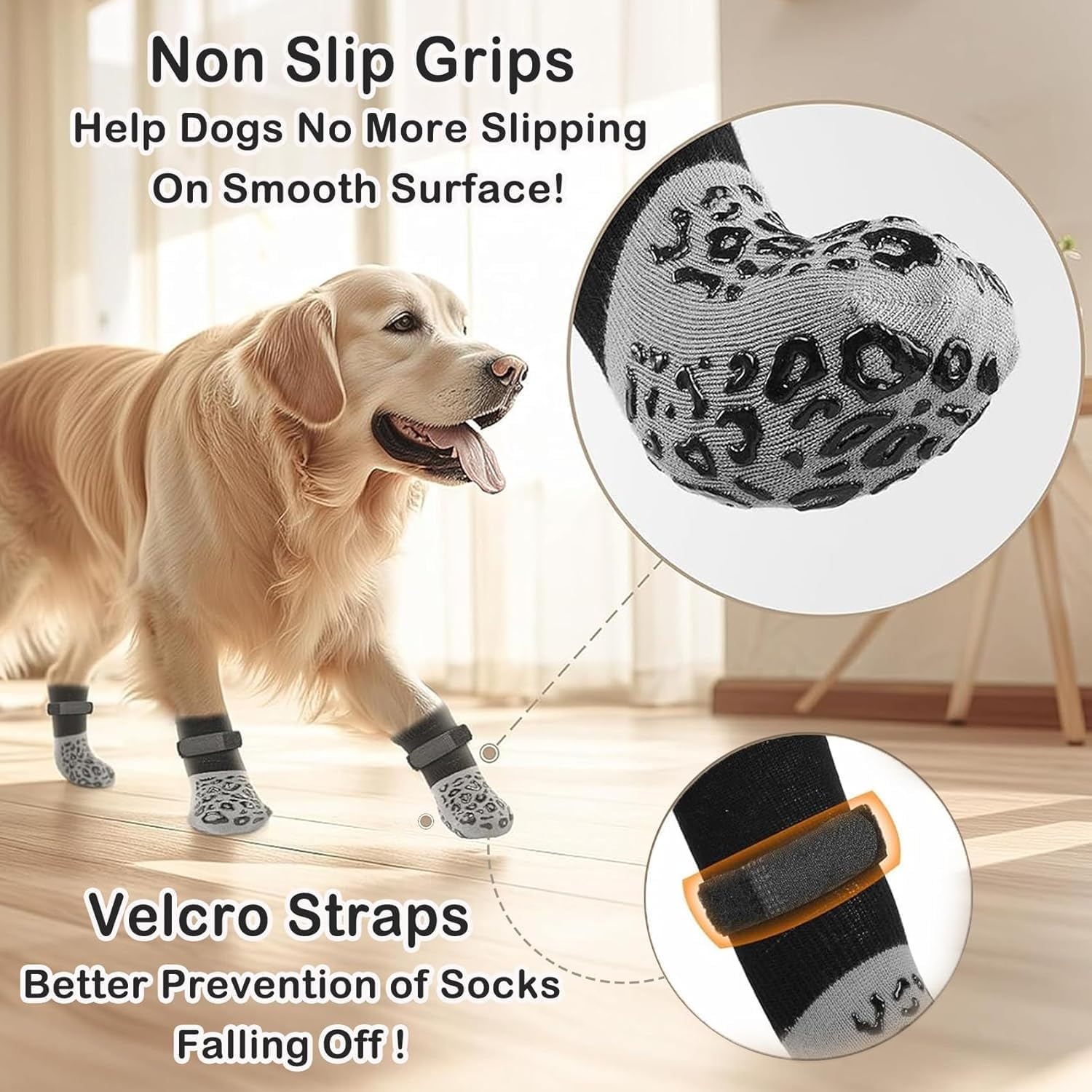 Advanced Non-Slip Hardwood Floor Dog Socks-Super Thick Grip, with Anti-Slip Claws to Prevent Dogs from Licking Their Claws, Suitable for Advanced Dogs to Wear on Hardwood Floors (Leopard 2 Pairs L) image number 4