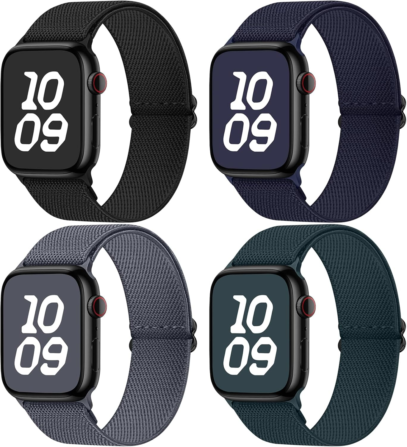 Fullmosa 4 Pack Nylon Strap Compatible with Apple Watch Band 42Mm 41Mm 40Mm 38Mm 49Mm 46Mm 45Mm 44Mm, Water-Resistant Durable Stretch Bands for Iwatch Series 11 10 9 8 7 6 5 4 3 2 1 Ultra SE