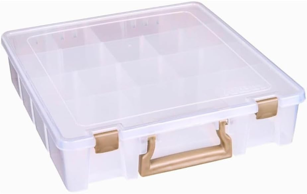Artbin 9007AB Super Satchel with Removable Dividers, Portable Art & Craft Organizer with Handle, [1] Plastic Storage Case, Clear image number 1