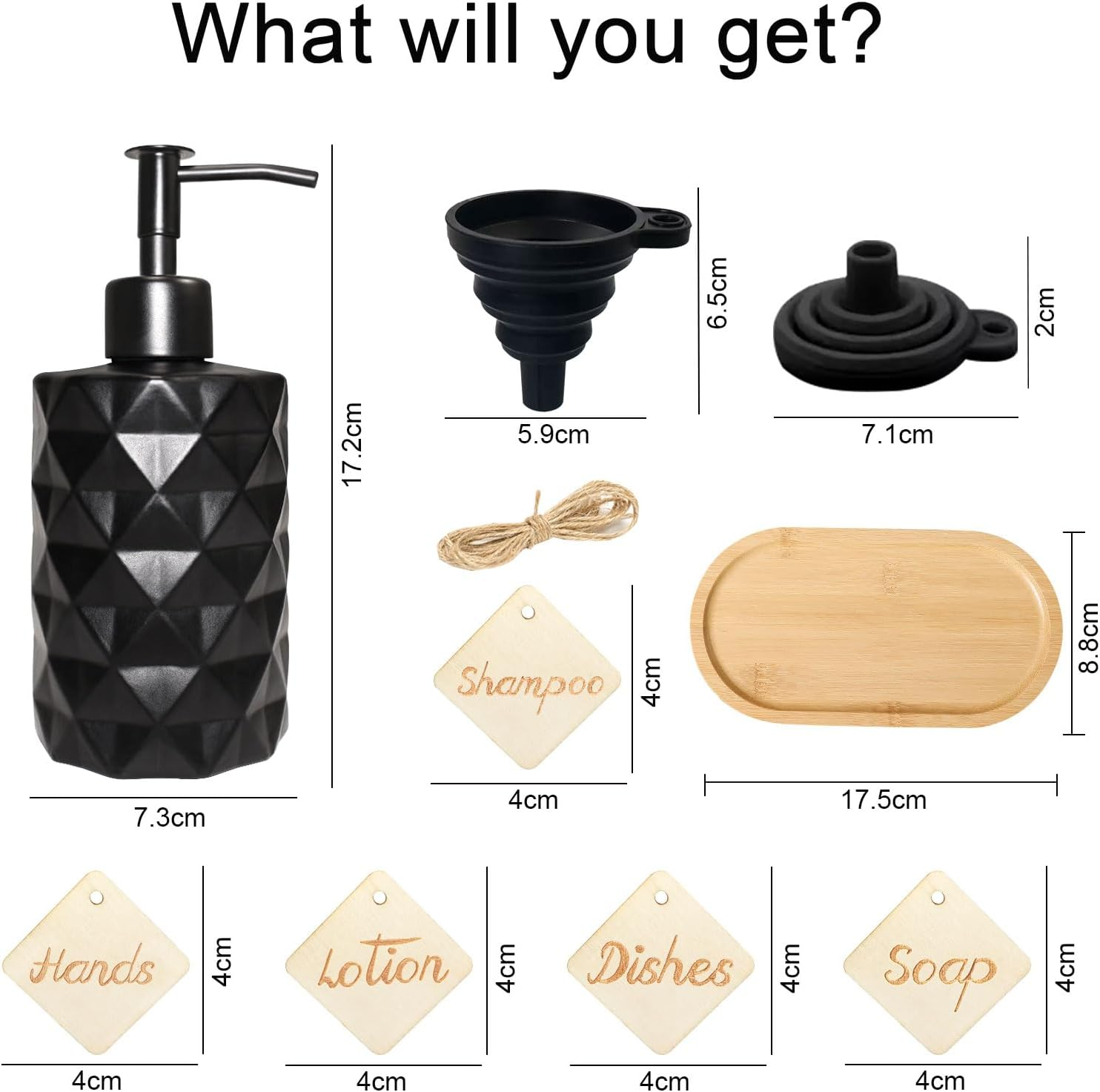 Set of 2 Glass Washing-Up Liquid Dispenser, Soap Dispenser Matte Black with Tray, Soap Dispenser Set, Hand Soap Dispenser, Shower Gel Dispenser for Kitchen, Bathroom, Shampoo, Lotion