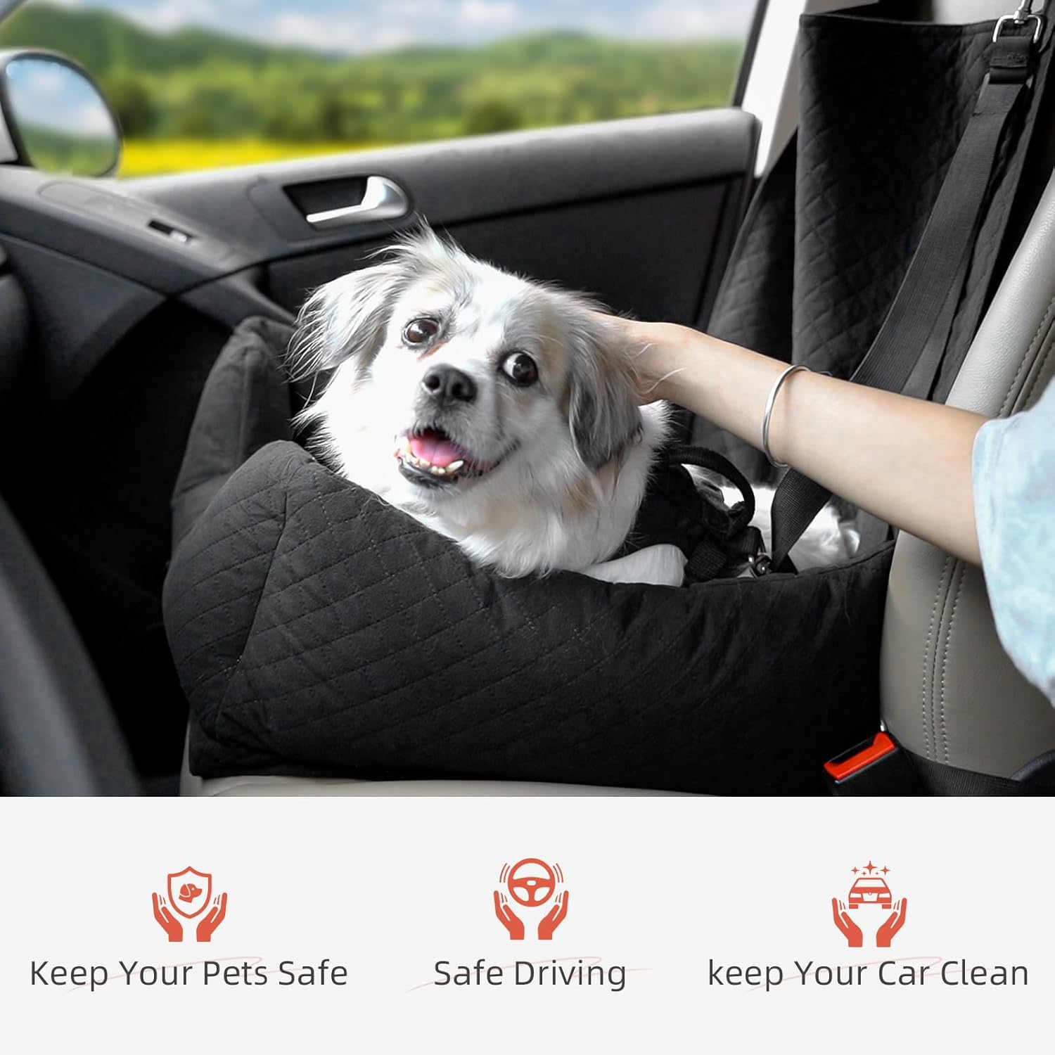 Sivomens Dog Car Seat for Small Dogs up to 30Lbs, Dog Travel Bed Puppy Seat Ultra Soft, Secure Removeable Pet Safety Seat with Adjustable Clip-On Safety Leash, Fits All Cars Front Back Seats image number 5