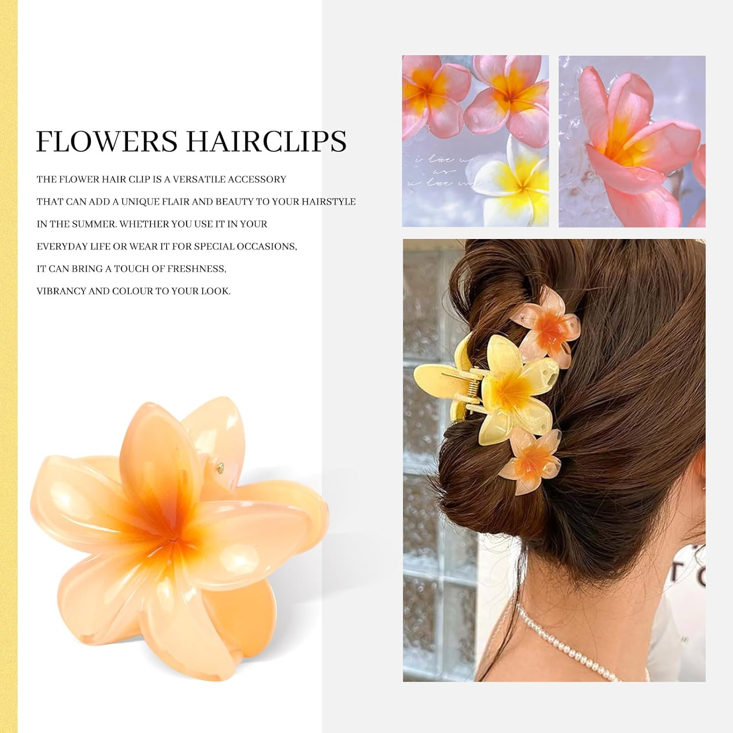 Kavya Plastic Flower Hair Clips, Pack of 12, Multicoloured Acrylic Hair Clip, Women'S Non-Slip Hair Clips, Elegant Hair Accessories image number 4