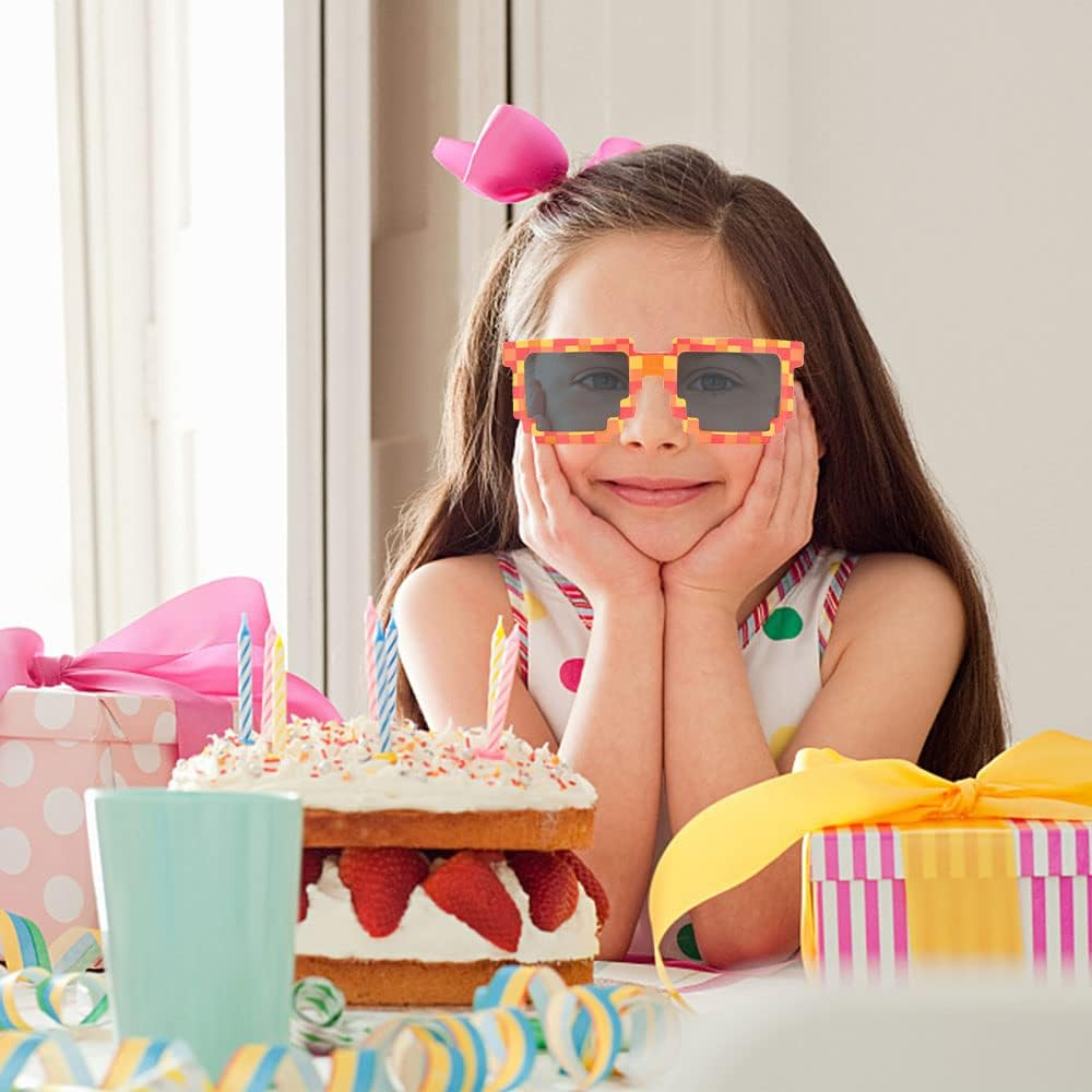 24 Pack Pixel Sunglasses, Miner Party Favors Sunglasses Retro Gamer Sunglasses Pixeled Eye Glasses for Kids Adults image number 3