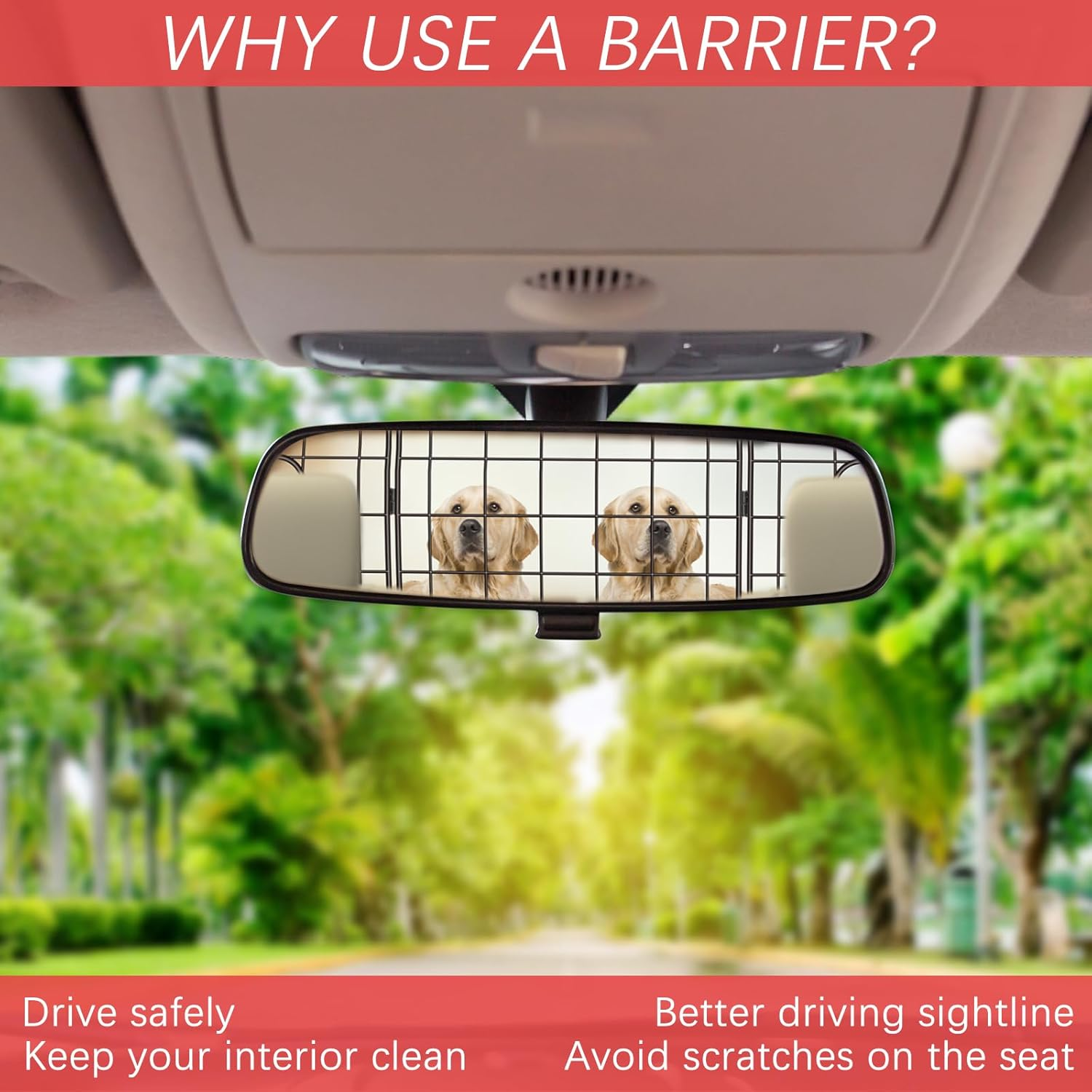 OYEAL Dog Car Barrier for SUV Adjustable Pet Car Divider Universal-Fit Back Seat Dog Separator Gate for SUV, Cars, Trucks, Black image number 1