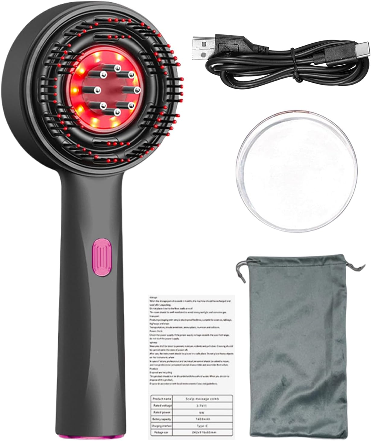 Gupcaqosjw Scalp Massage Comb - Hair Oil Applicator Scalp Massager | Hair Massager Electric Massaging Brush for Stimulates Growth - Red image number 7