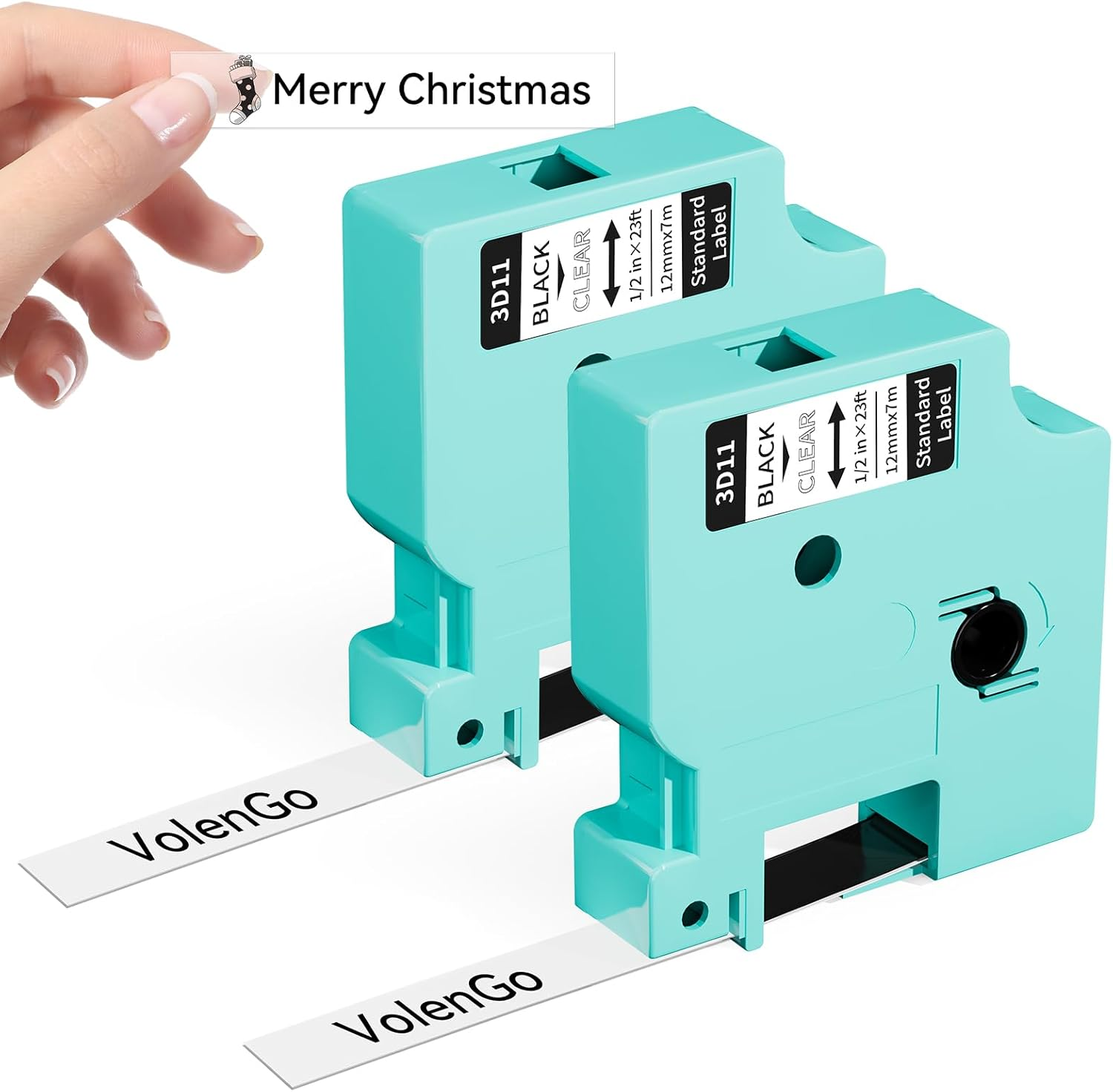 Replacement for DYMO D1 Clear Label Tape 45010 S0720500 Black on Clear 12Mm X 7M Labeling Refills Compatible with Dymo Labelmanager 160 360D 280, 1/2 Inch X 23 Feet, 2-Pack