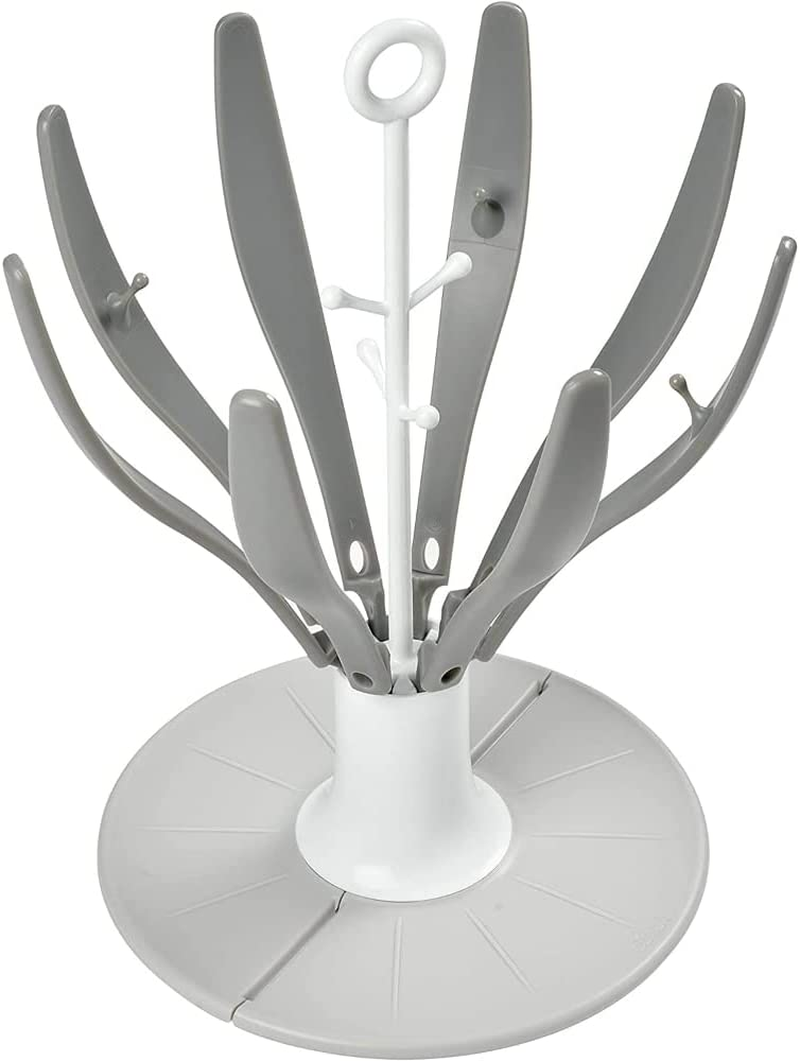 BEABA Foldable Baby Bottle Rack for Drying 8 Bottles and Accessories, Compact and Transportable, Grey - Grey image number 2