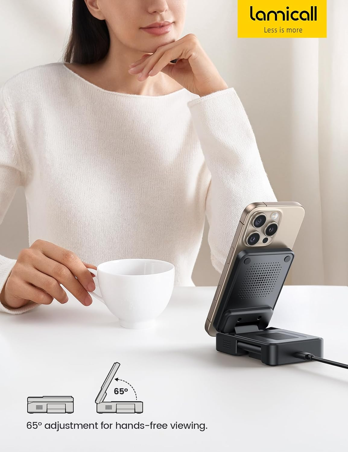 Lamicall 3 in 1 Charging Station for Apple - Foldable Wireless Charger Stand for Mag Safe Portable, Travel Wireless Charger Station for Multiple Devices for Iphone 16, 15, 14, 13, Apple Watch, Airpods image number 4