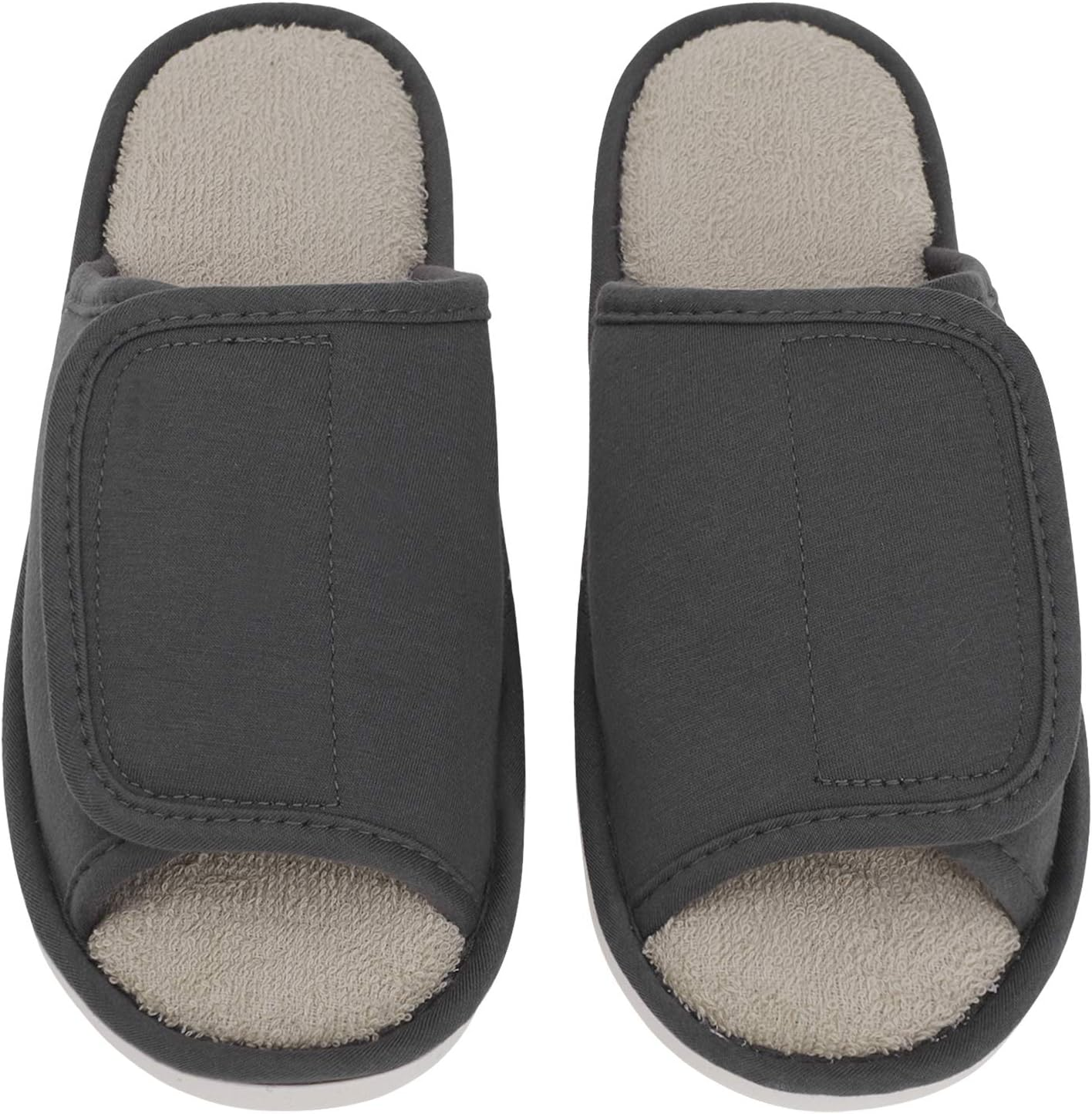 Indoor Non-Slip Adjustable Tearable Slide Slippers Open-Toe Terry Spa Slippers