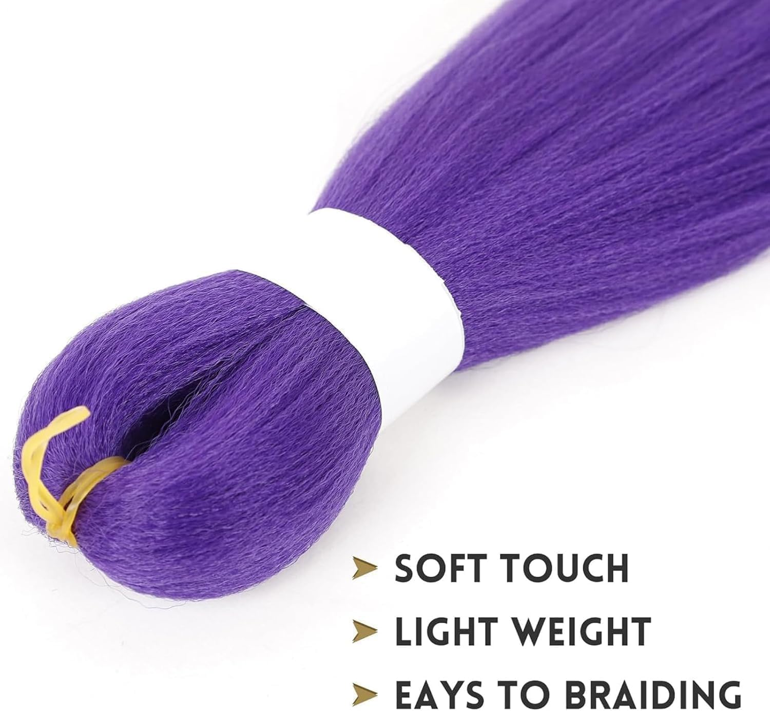 2Pcs Long Purple Braiding Hair for Kids, Pre Stretched Synthetic Braiding Hair Extensions for Braids, for Halloween Christmas Costume Cosplay