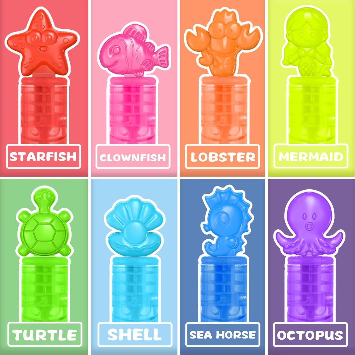 32 Pcs Bubbles for Sea Party Favor, 8 Style Mini Bubble Wands for Kids Toddler with Display Box, Mermaid Birthday Party Supplies, Goody Bag Filler, School Classroom Prizes, Summer Outdoor Gifts Toy image number 3