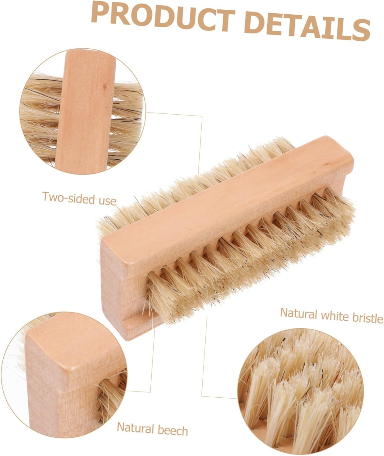 BATHVEVE 1Pc Wood Fingernail Brush Natural Bristle Manicure Cleaning Tool for Nail Care and Pedicure Compact Design for Easy Storage and Use image number 1