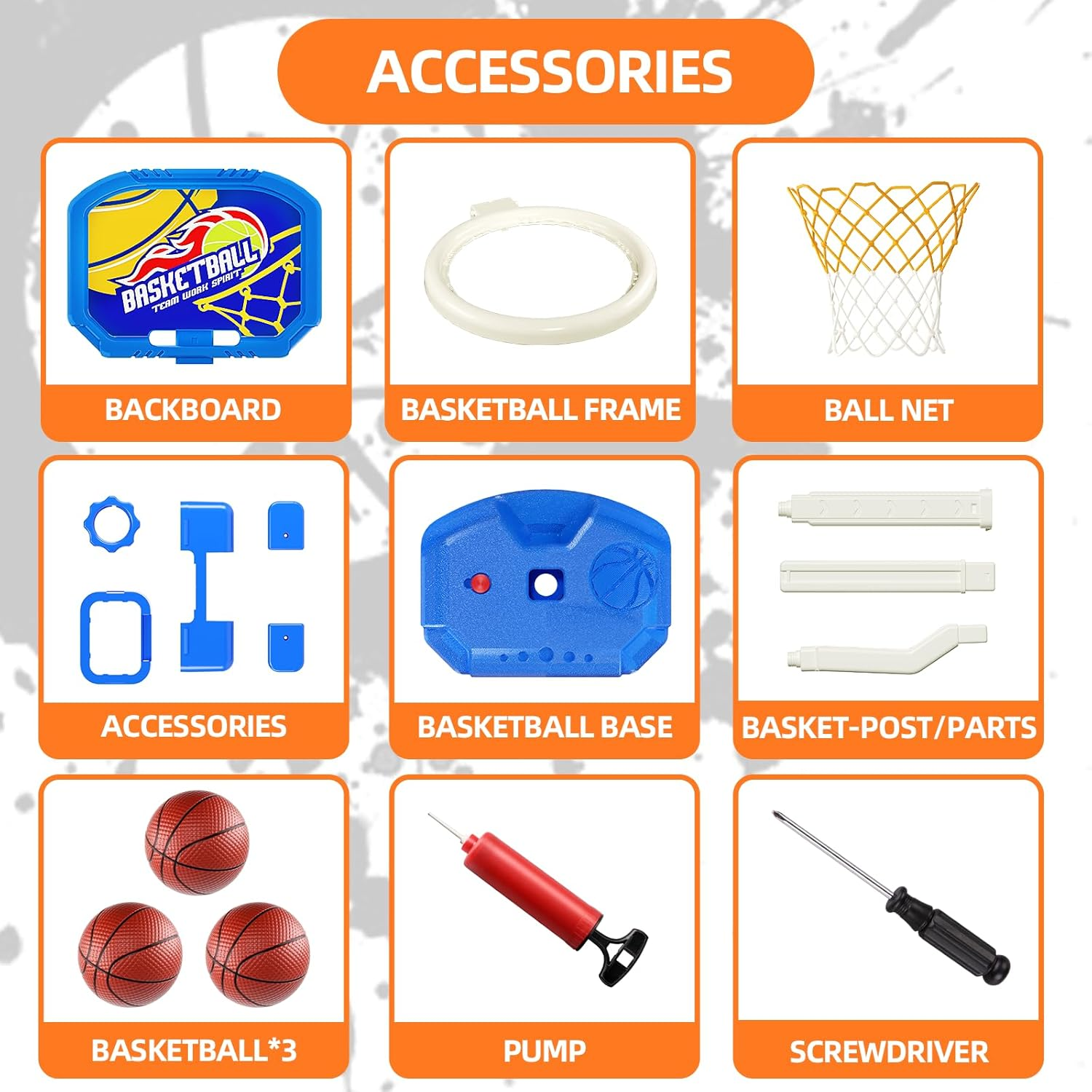 Toddler Basketball Hoop for 1-3, 2 in 1 Indoor & Outdoor Swimming Pool Games Basketball, Adjustable Height Basketball Toy with 3 Balls and Air Pump, Gifts for Kids Boys Girls