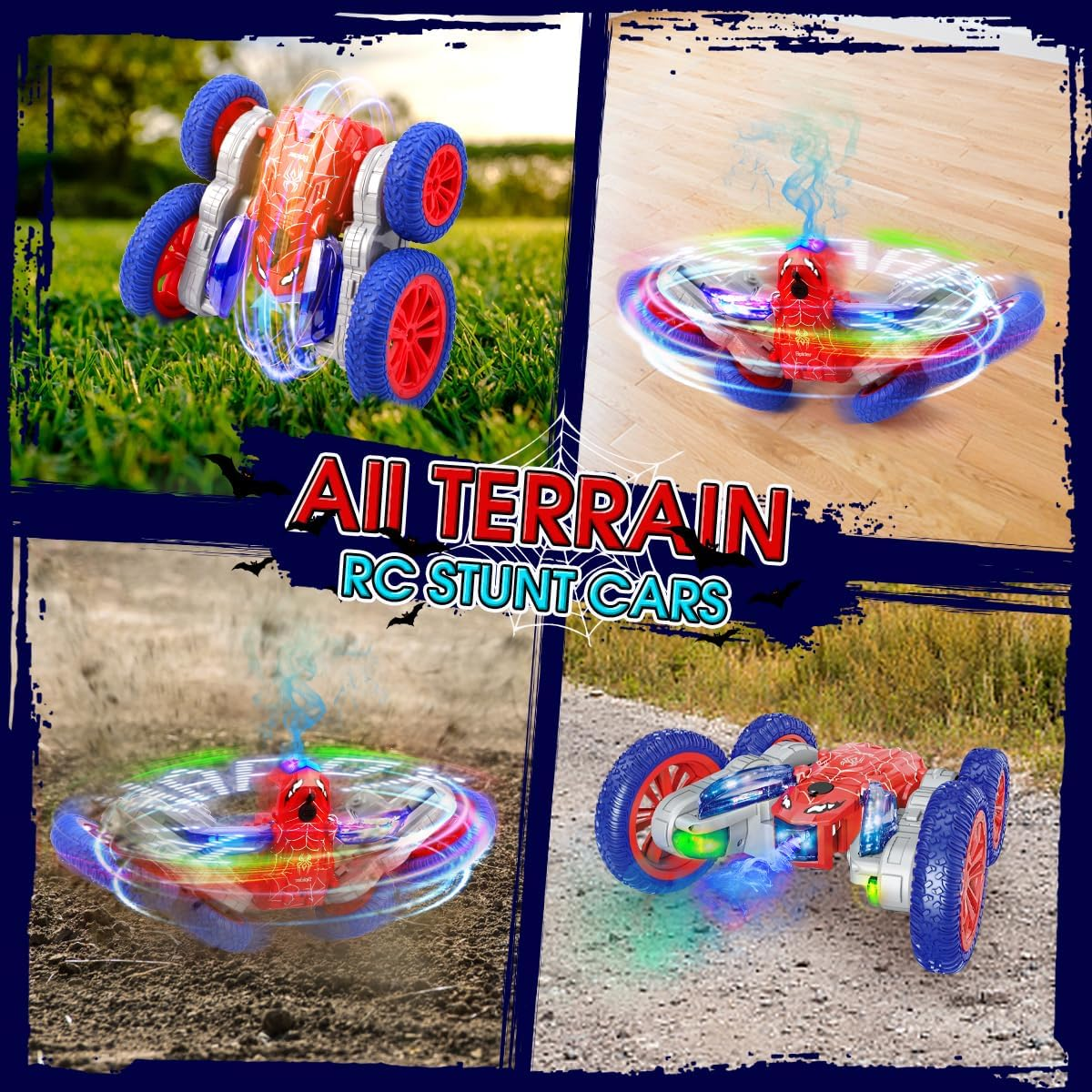 Spider Remote Control Car, 2.4Ghz RC Cars with Headlights & Cool Spray，Double Sided 4WD Off-Road 360&deg; Rotating RC Stunt Car，Indoor/Outdoor Rechargeable Spider Toy Car for Boys Age 4-6 5-7 8-13 image number 6