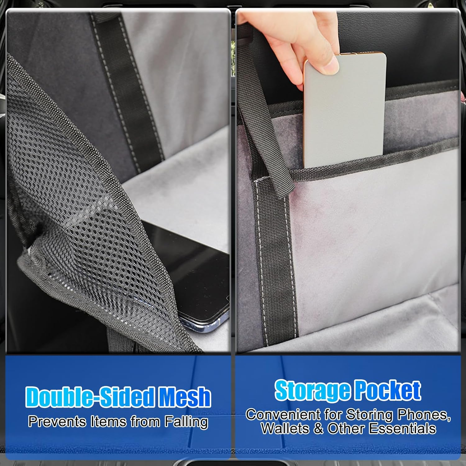 WODHMIEY Foldable Car Rear Seat Extender, Seat Mattress for Camping with Extension Plate for Car, SUV, MPV, 50X15.75X7.87In, Increase Sleeping Space and Comfort in the Rear Seat (Black, Flannel) image number 2