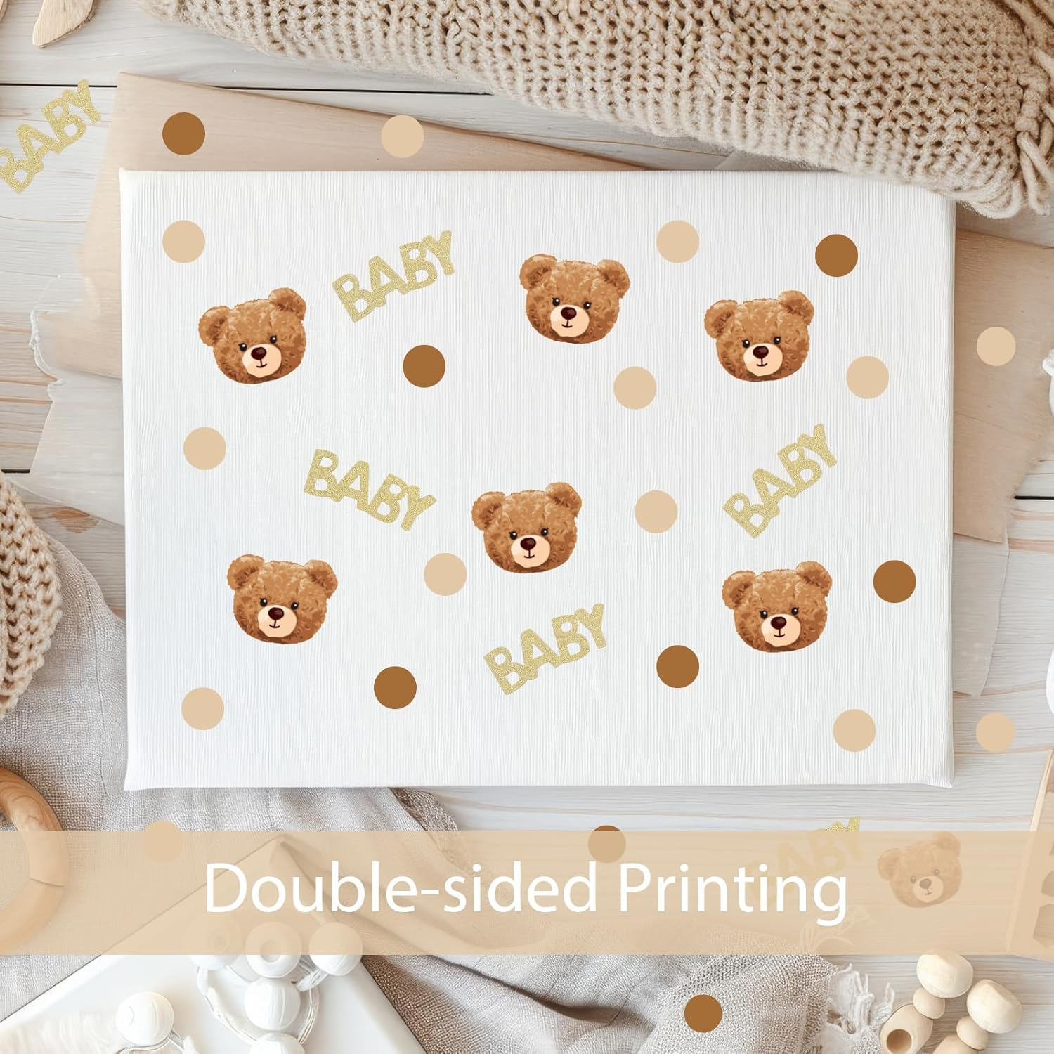 100 Pcs Bear Baby Shower Confetti Baby Dots Table Confetti Sprinkles Scatter Confetti Table Decoration for Boys Girls Baby Shower Gender Reveal Baby Birth Party Favors image number 3