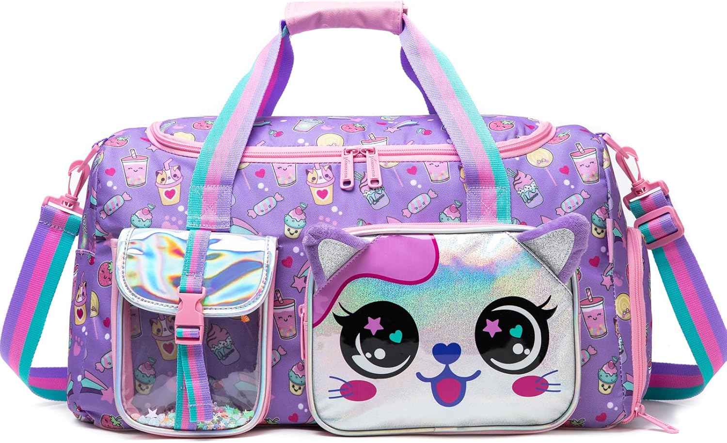 Duffle Bag for Kids Girls Travel Bag Dance Bag for Girls Boys Overnight Bag Kids Gym Bag, Green Leopard