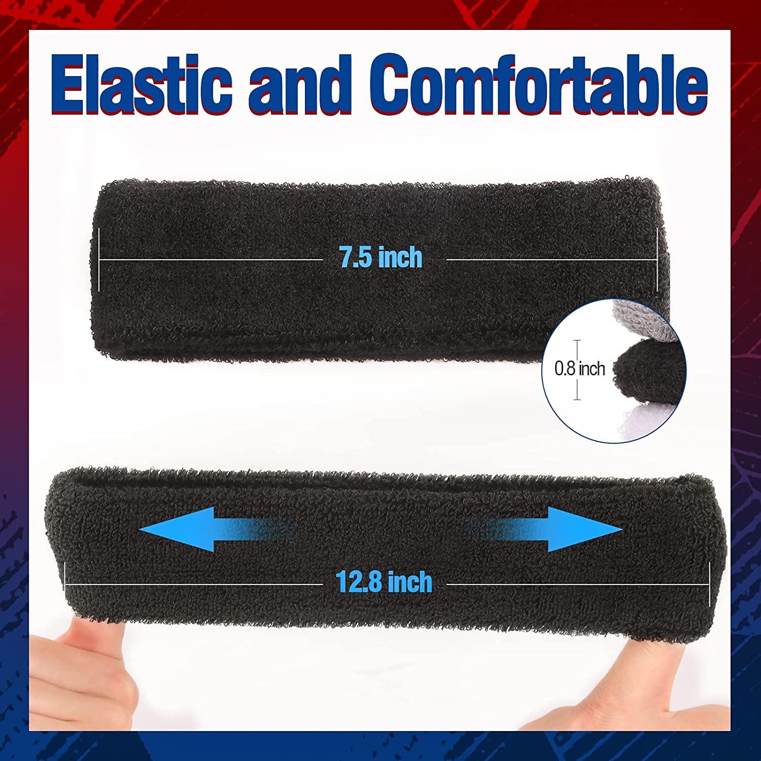 Sweatbands Sports Headband for Men & Women, Moisture Wicking Hairband Athletic Towel Headbands Cotton Head Sweat Bands for Running, Cycling, Yoga, Spa - B-Mix 4 Pcs image number 6