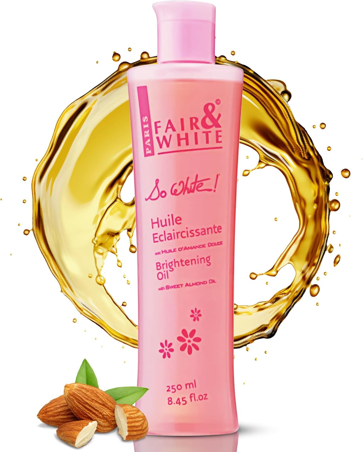 Fair & White so White Body Oil, 250Ml / 8.45Fl.Oz - with Vitamin E, Almond Oil and 'Lumiskin', Hydrating Formula for Wrinkles, Dryness and Dark Spots image number 1