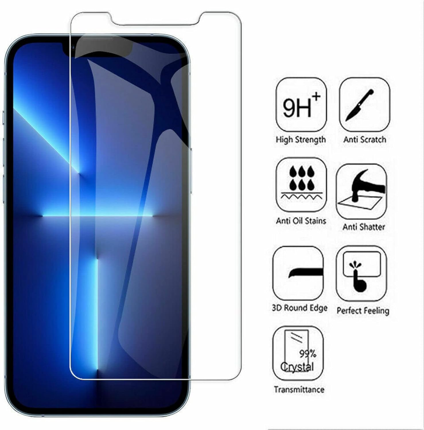 9H Tempered Glass Screen Protector Guard for Apple Iphone 13 Mini Front image number 2