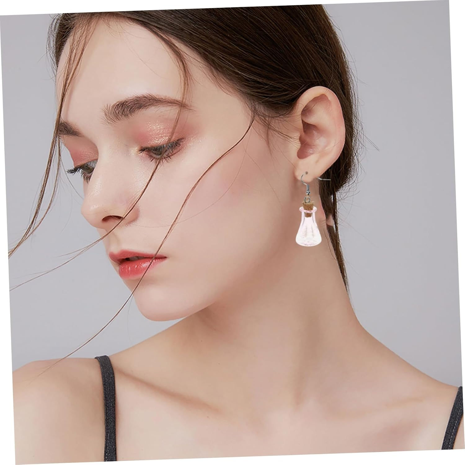 STOBAZA Glass Bottle Pendant Mini Square Drift Bottles Craft Decors for Hanging Ornaments - Pink image number 4