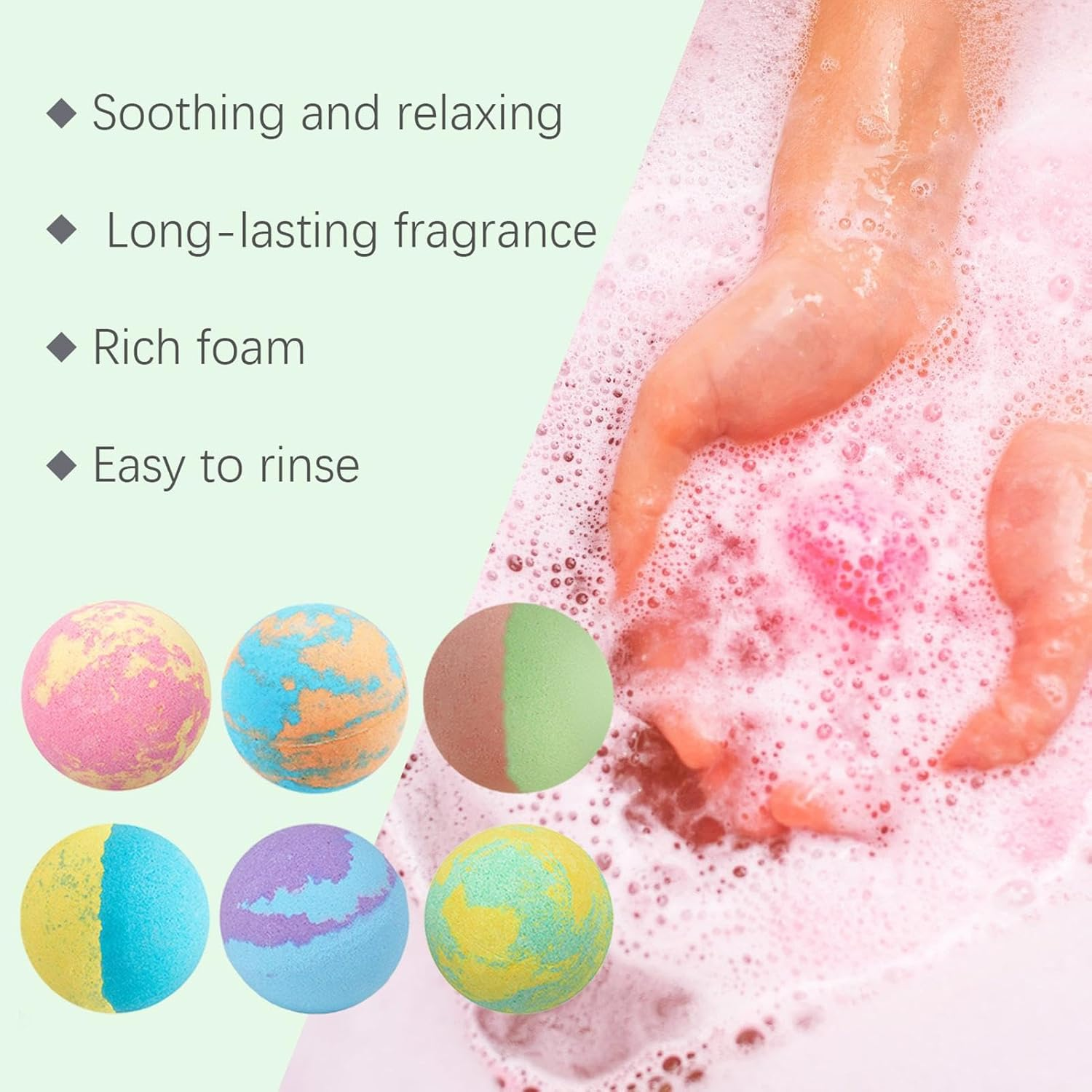 Bubble Bath Ball - Bath Shower Ball | Moisturizing Bath Balls for Women, Natural Bubble Bath Balls for Relaxing and Skin Smoothing image number 6