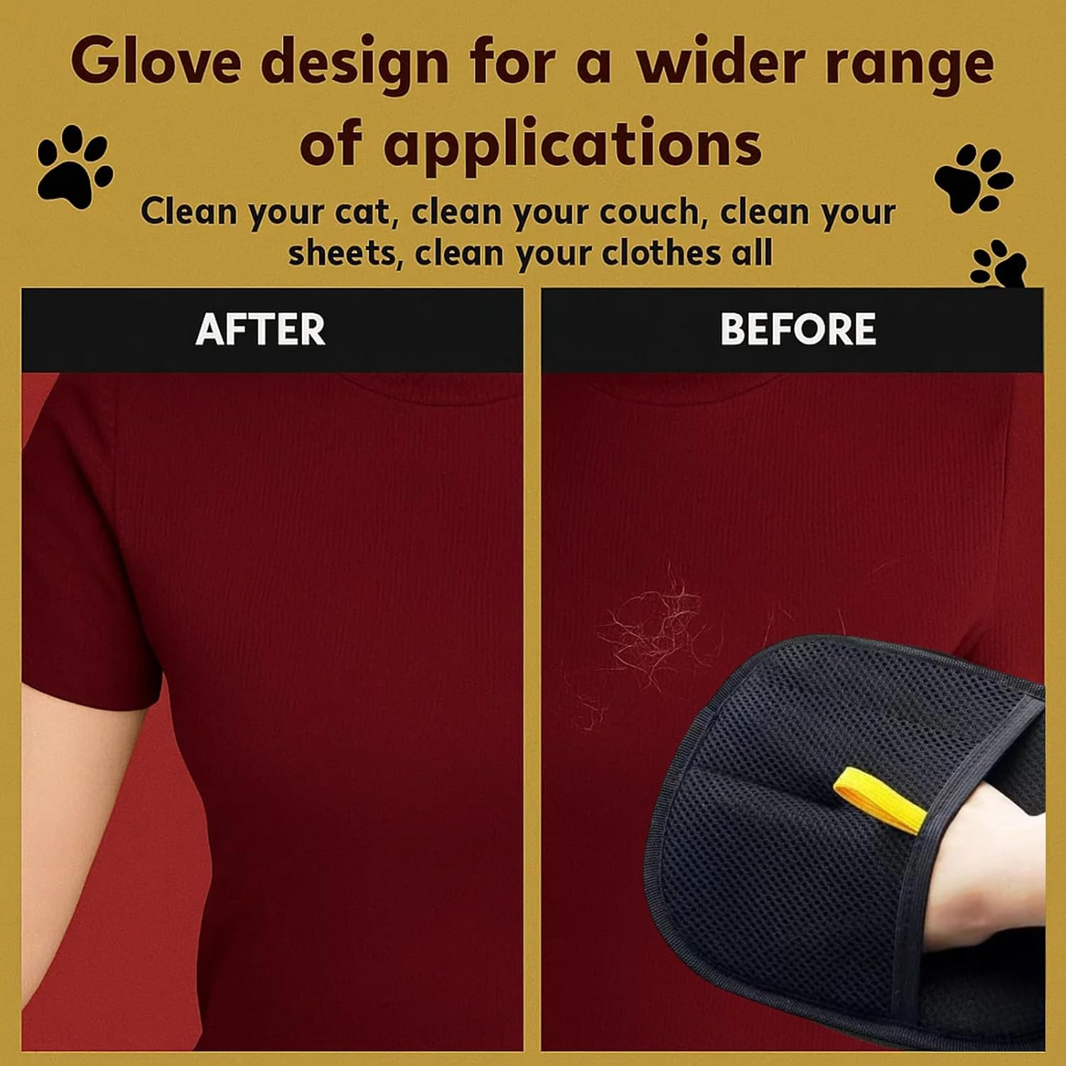 Bbiurer Pack of 2 Fur Magnet Gloves, 2025 Pet Hair Remover Glove, Reusable for Cat Hair Removal, Effective Cleaning and Care during Bathing