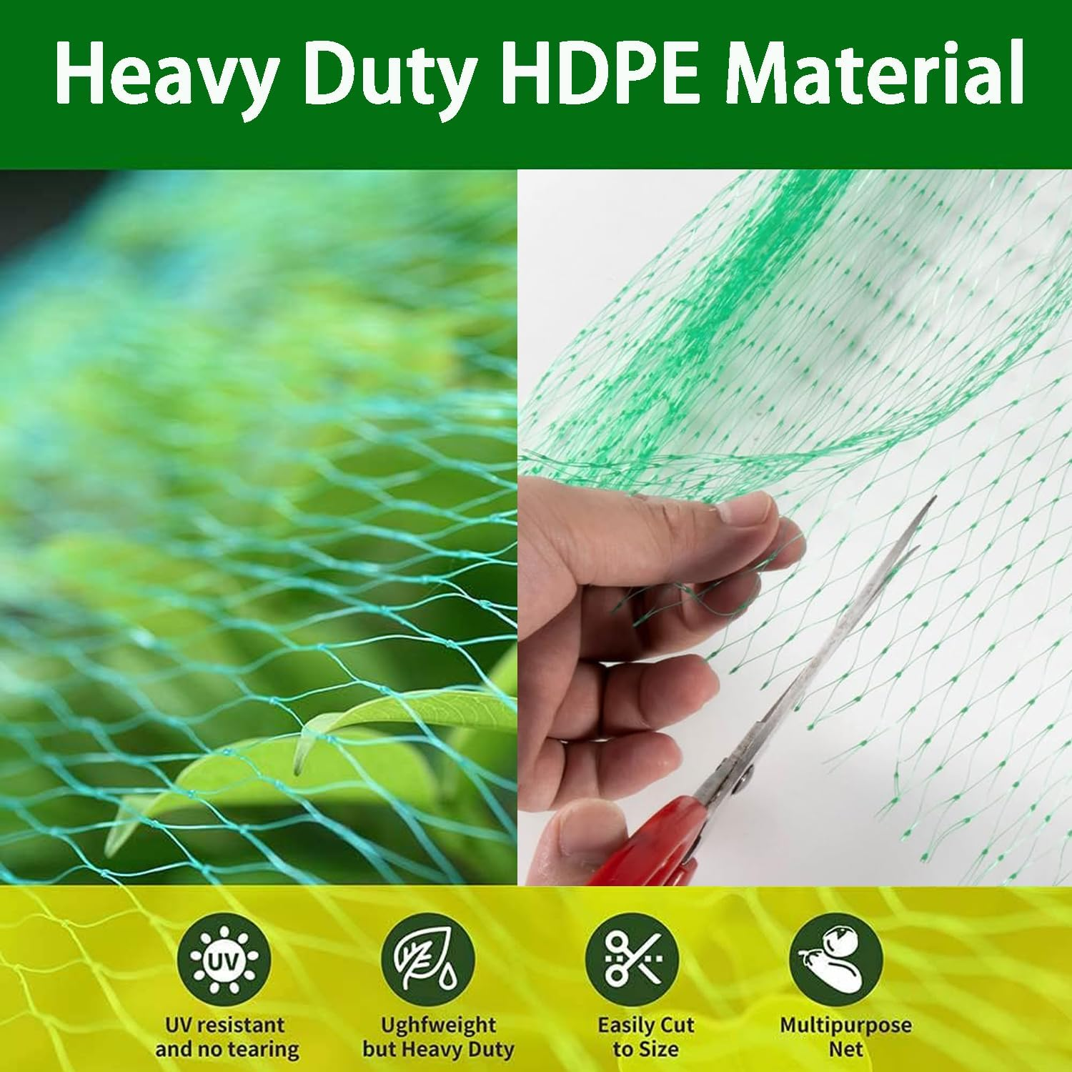 Garden Anti-Bird Net Strap 50 Nylon Cable Ties 6X10M（20X33 Feet ）,Plant Cover Net, Anti-Bird Net, Poultry Net, for Protecting Vegetables, Fruits and Plants (20&times;33 Ft) image number 2