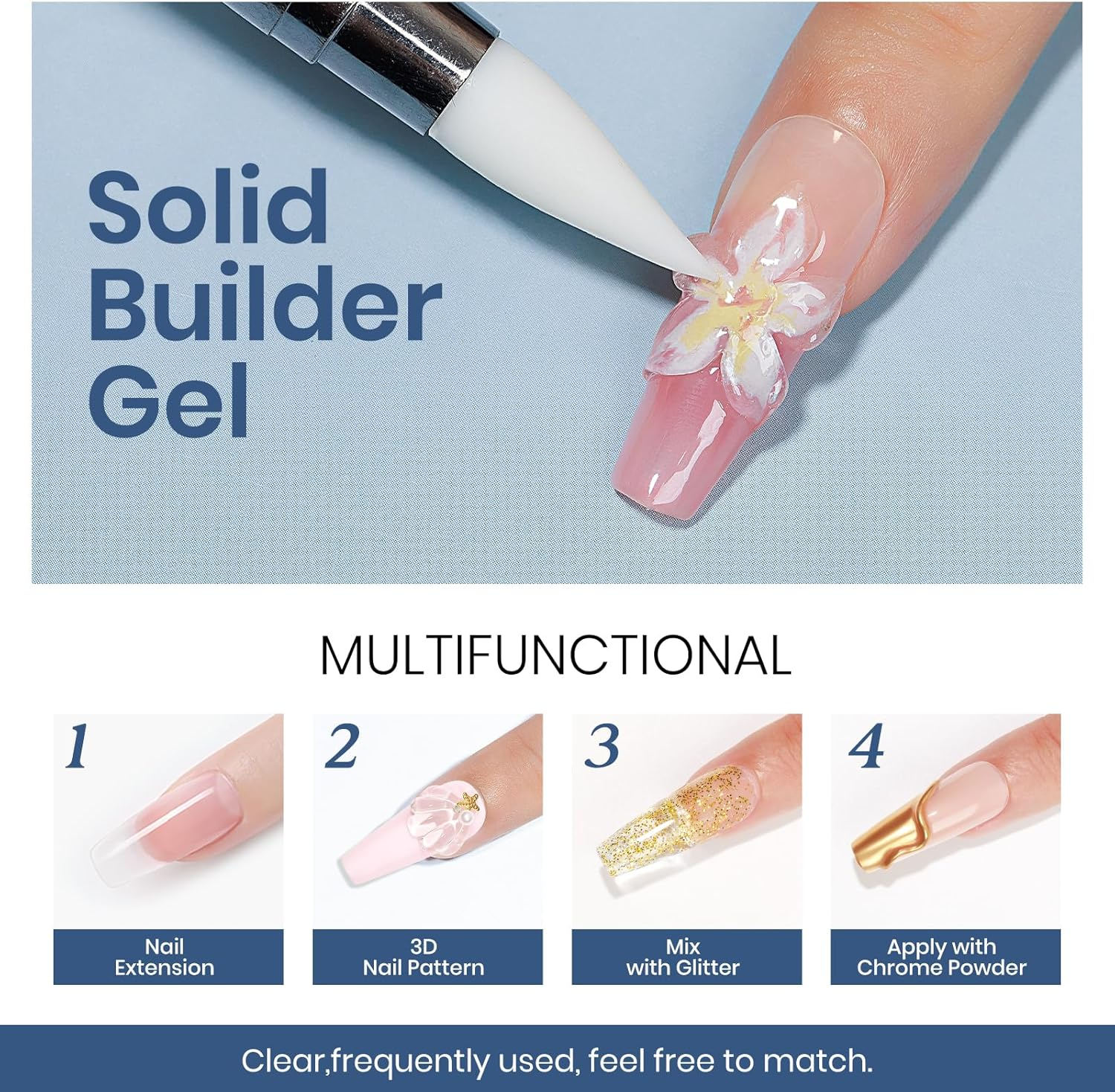 MIZHSE 100G Solid Builder Gel for Nails, Large Capacity Clear 3D Sculpting Gel for Nails, Non-Sticky Hand Building Carving Modeling Hard Nail Extension with Silicone 3D Mold Nail Art Salon image number 2