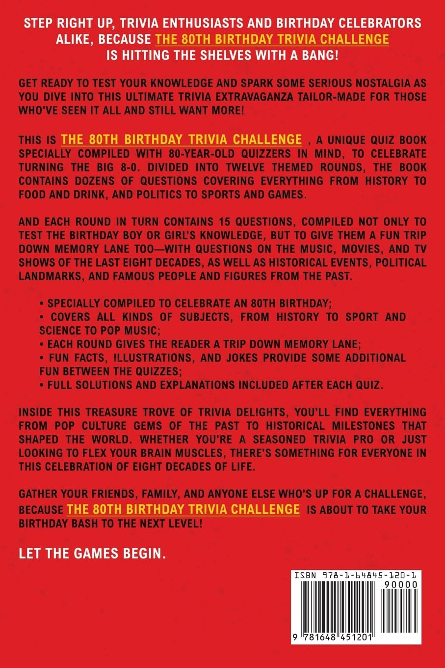 The 80Th Birthday Trivia Challenge: Take a Walk down Memory Lane with Fun Brain-Teasers and Quizzes for Eighty-Year-Olds (80Th Birthday Gift) image number 1