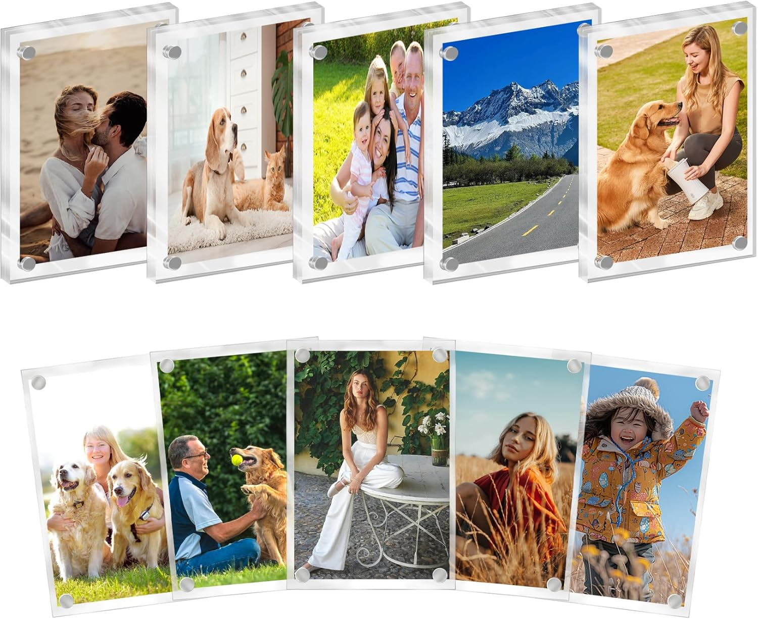 10 Pack Magnet Picture Frames for Fridge, Acrylic Clear Picture Frame Polaroid Frames for Refrigerator Magnet Double Sided Photo Display for Instax Mini Frameless Frame, 2.36"X3.54"
