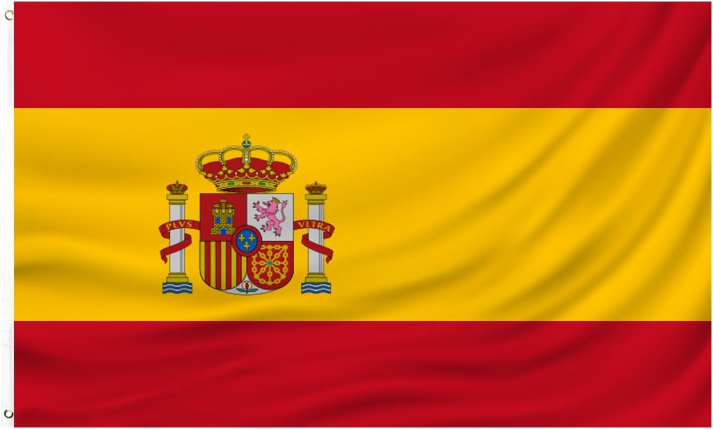 Spanish Flag 90 * 150 Cm,Spain Flag,Polyester Thickness, Fade Resistant, Brass Grommets, Canvas Header, Indoor/Outdoor, Vibrant Colors,Not Fear of Rain and Snow image number 5