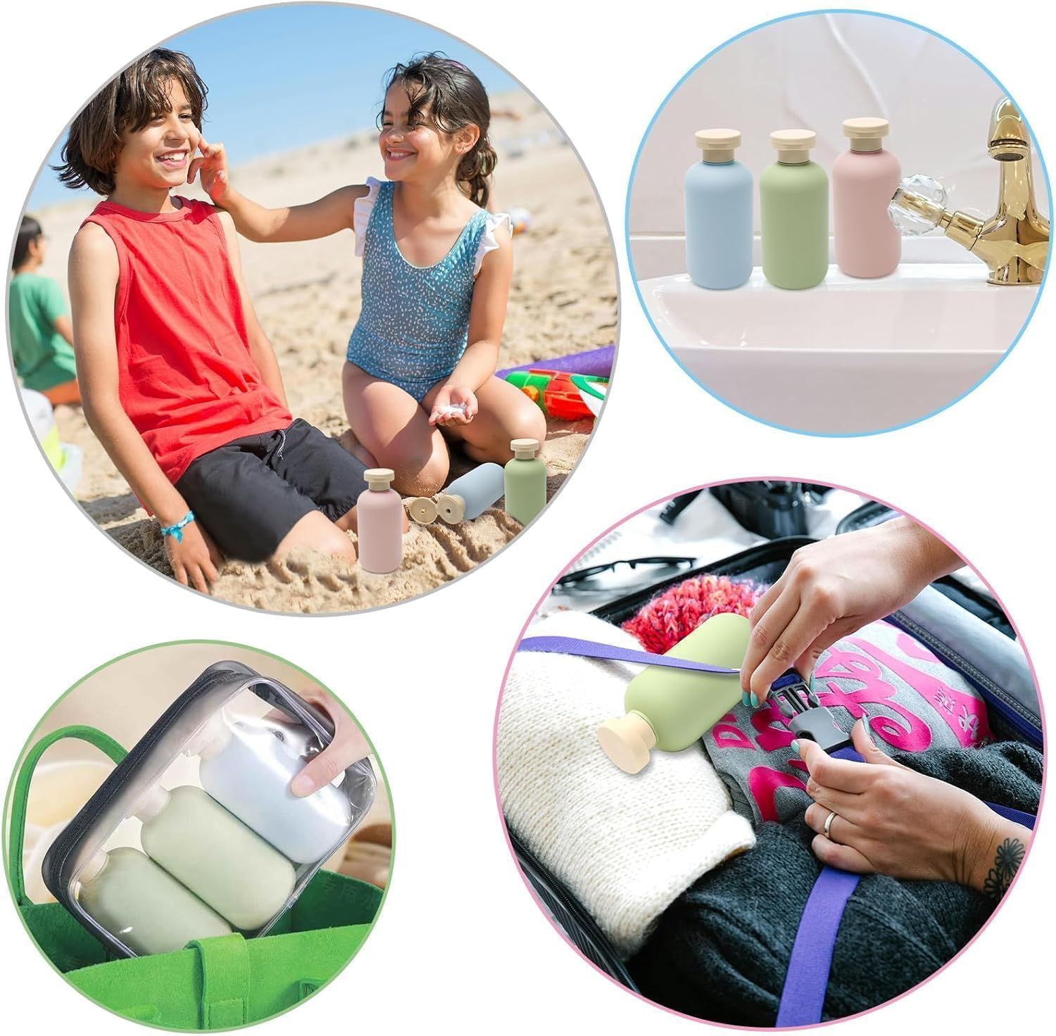 200Ml Refillable Travel Bottles, 3Pcs Refillable Shampoo and Conditioner Bottles with Flip Cap, Refillable Shampoo Conditioner Bottle Squeeze Bottles with Flip Cap for Lotion image number 2