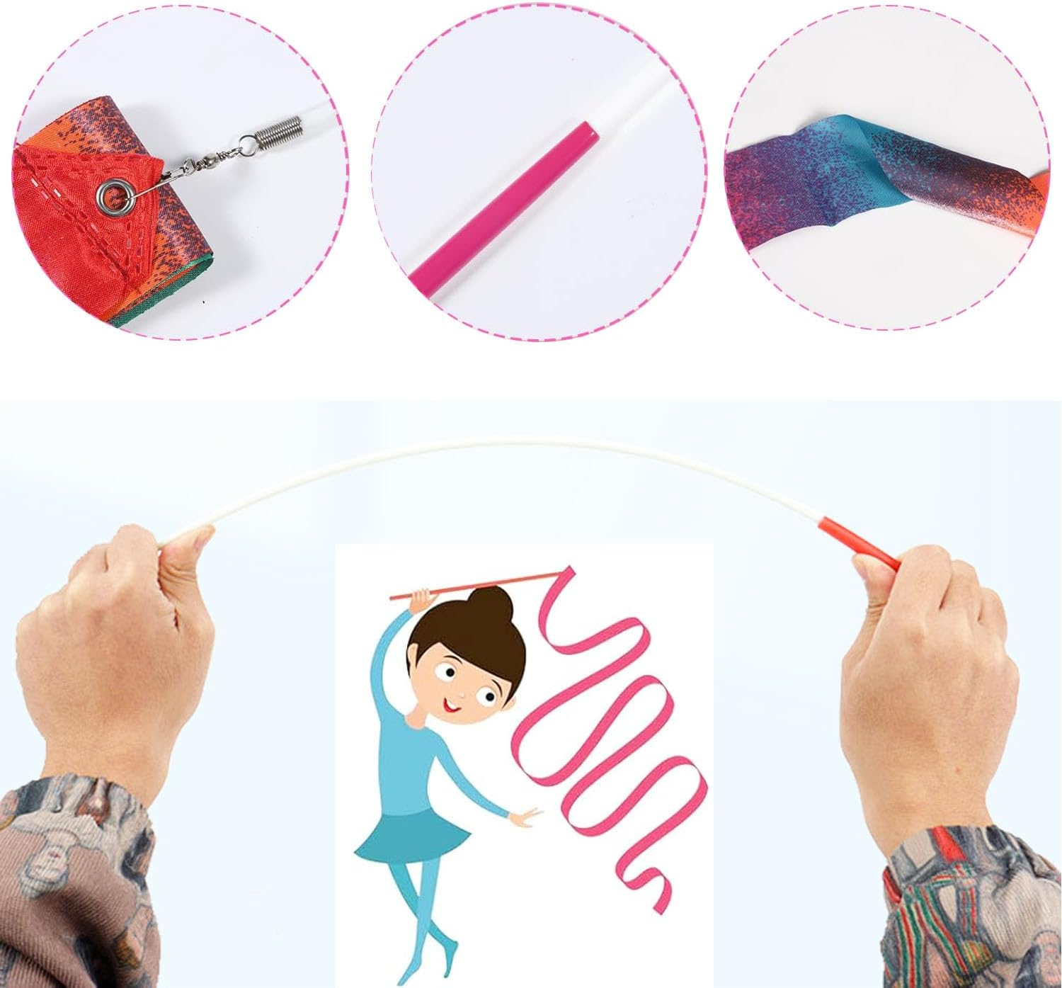 Paifeancodill Ribbons for Gymnastics, 16 Pcs Dance Ribbons Streamers, Sparkling Dance Ribbon Twirling Ribbon with Ribbon Dancer Wand ​For Kids Girls Adults Artistic Dancing Training Party Favor image number 5