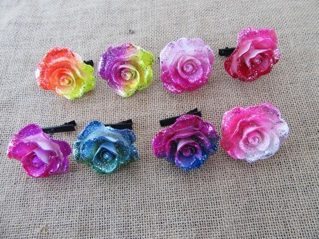 50Pcs Rose Flower Hair Clips Hairclips Hairpins Wholesale Price image number 3
