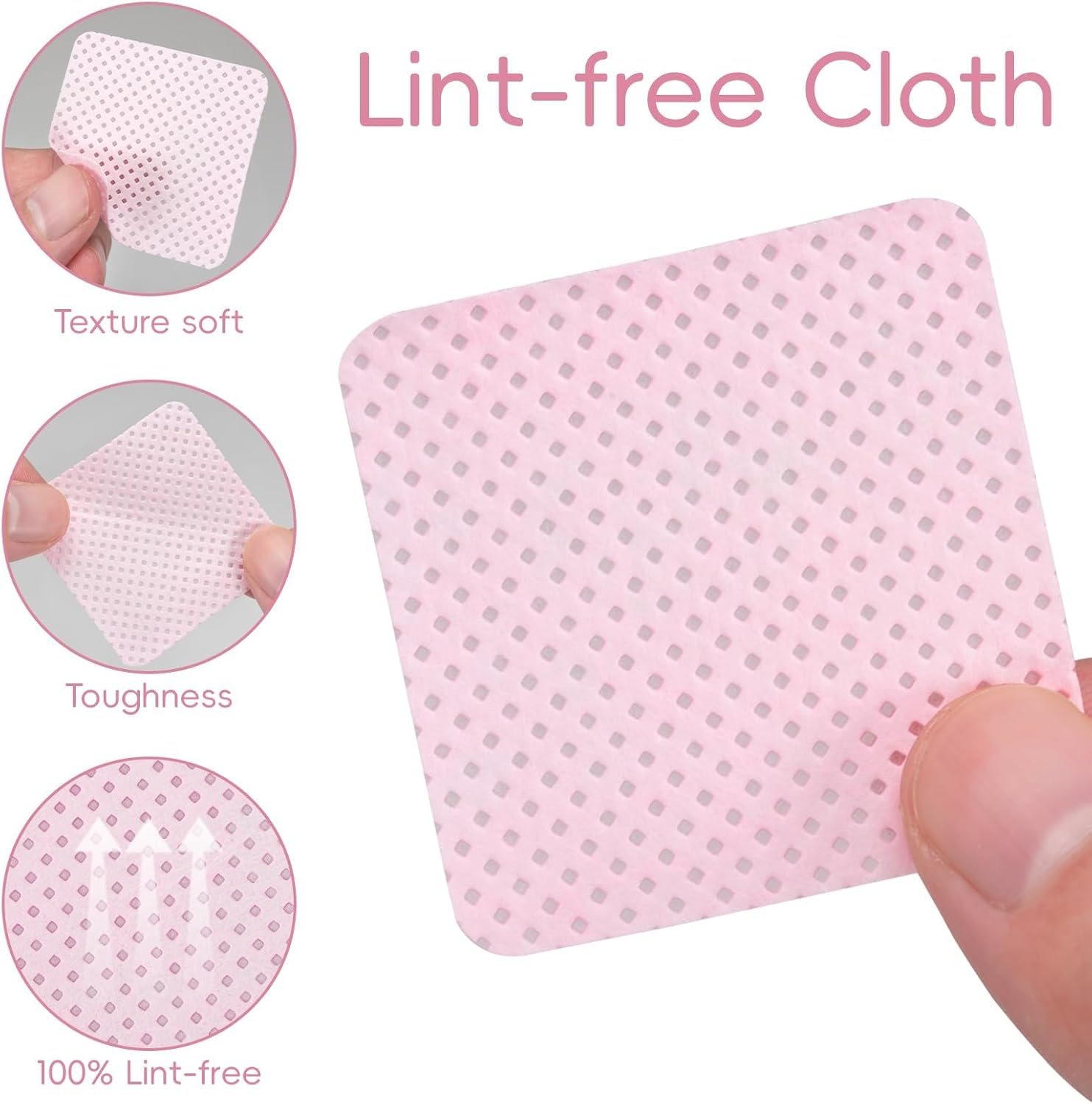 1000 Pcs Lint Free Nail Wipes, Disposable Nail Polish Remover Pads, Gel Polish Remover Pads, UV Gel Absorbent Remover Nail Wipes Meltblown(Pink) image number 1
