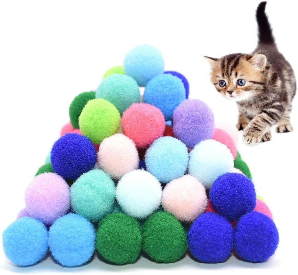 Felt Wool Cat Toys Ball 70Pcs Kitten Small Assorted Colorful Soft Felted Fabric Balls for Cat Lovers image number 4