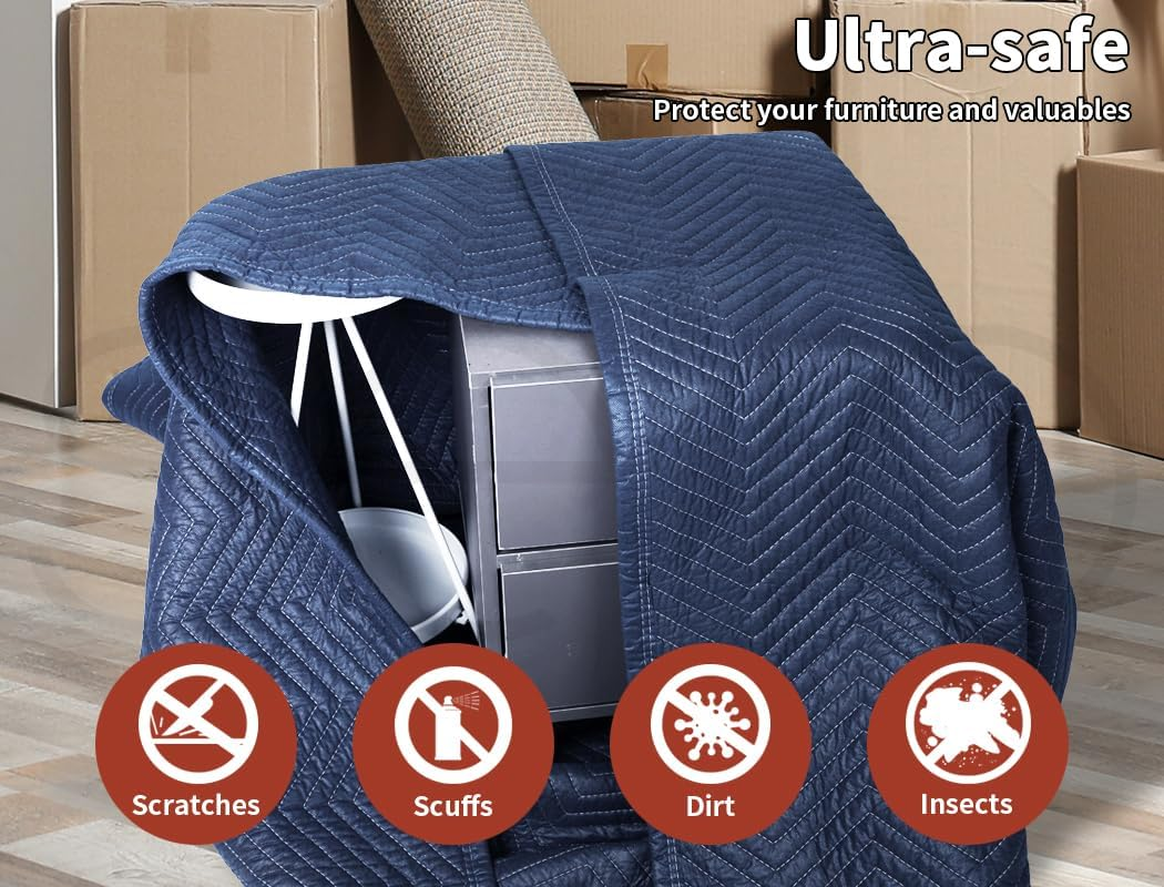 Traderight 5Pcs Moving Blanket Furniture Protection Quilted Removalist Pad 1.8Mx3.4M image number 6