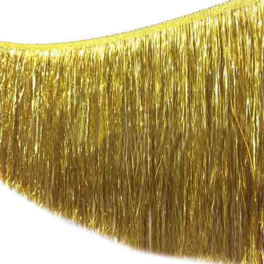 10 Yards 4 Inch Wide Metallic Fringe Trim DIY Latin Dance Dress Clothing Accessories Xmas Party Decor Shiny Tassel Lace (Rose Red)