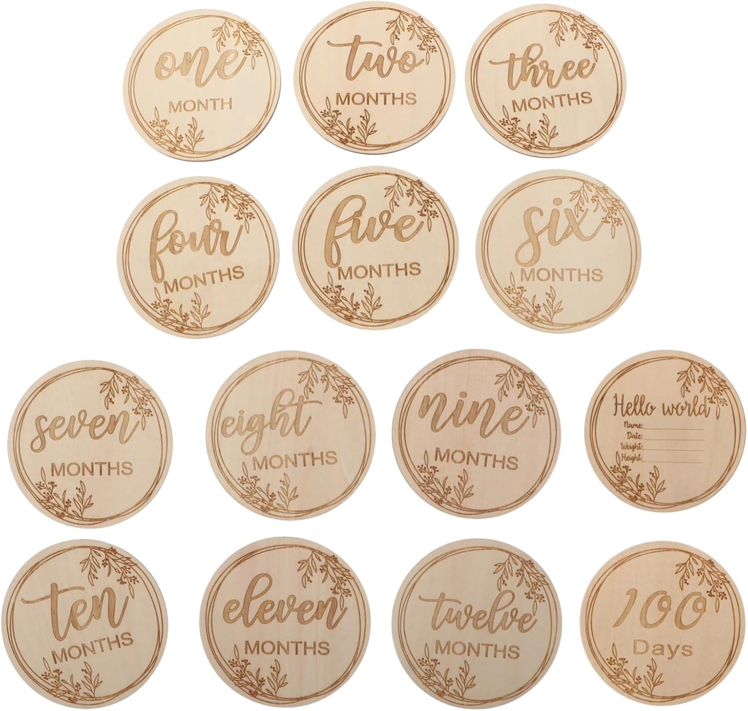 Milestone Cards Unique Wooden Birth Month Cards for Newborns Photo Props Dad Newborn