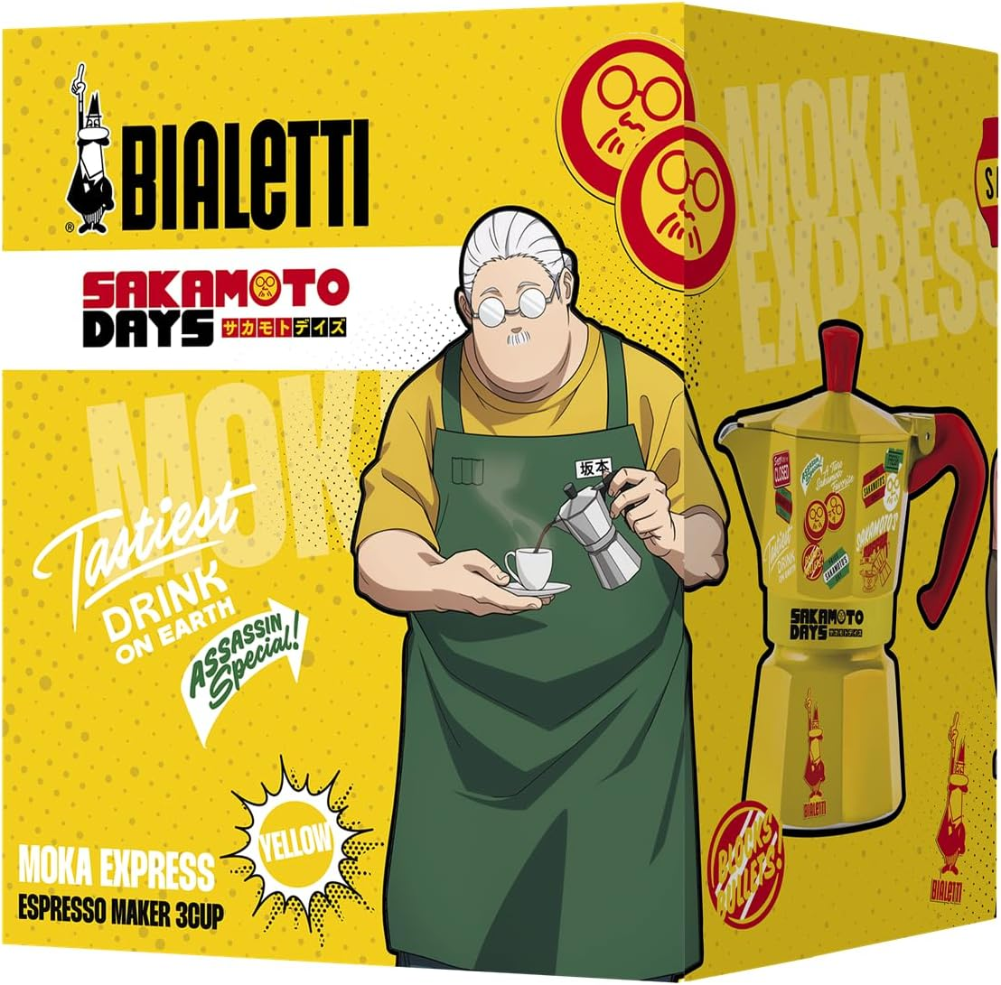 Bialetti - SAKAMOTO DAYS Moka Express, 3-Cup Coffeemaker (Brews 130Ml), Yellow image number 2