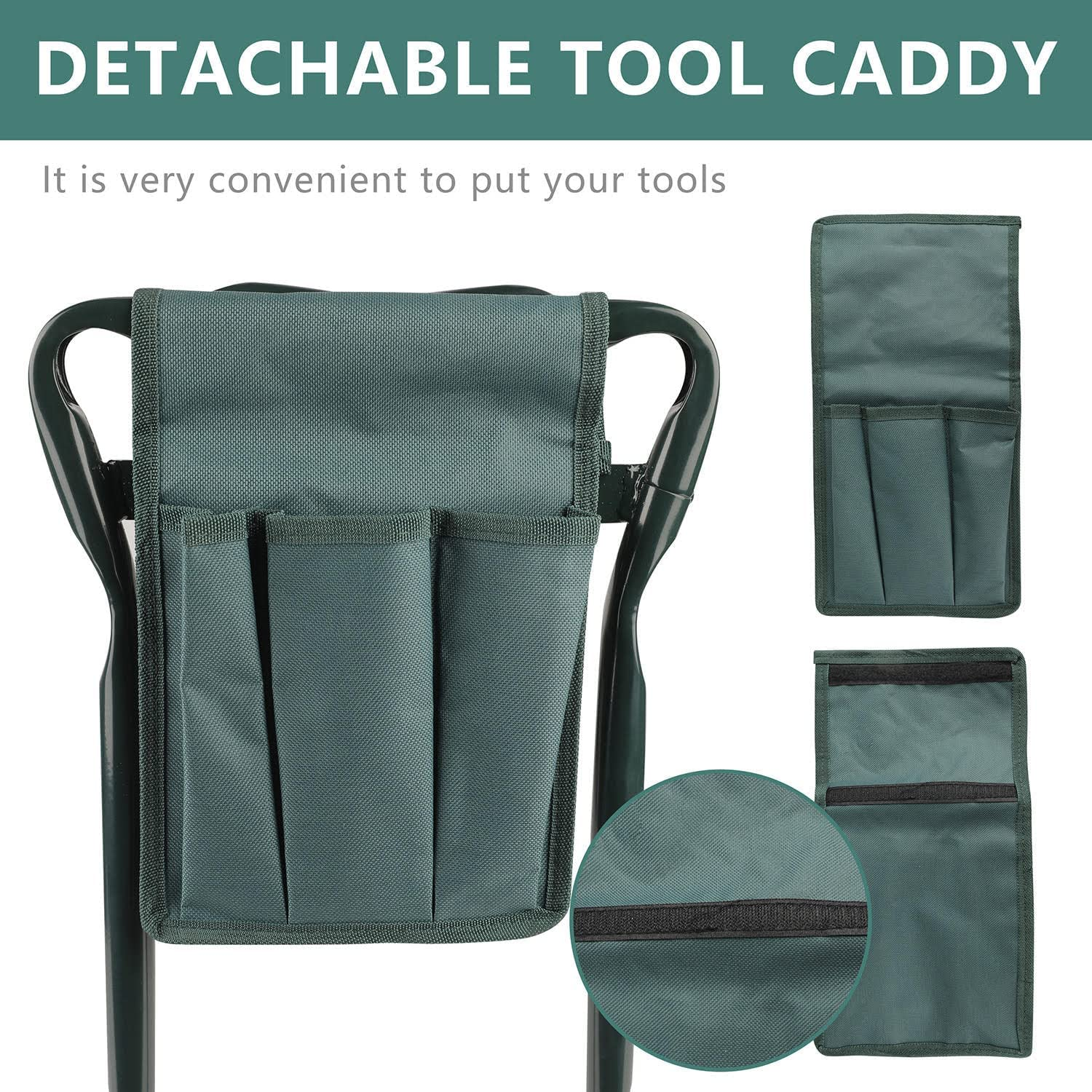Gardening Kneeler, Stool, Foldable Seat with Thick Kneeling Pads and Pouch with Garden Tool Pockets image number 5