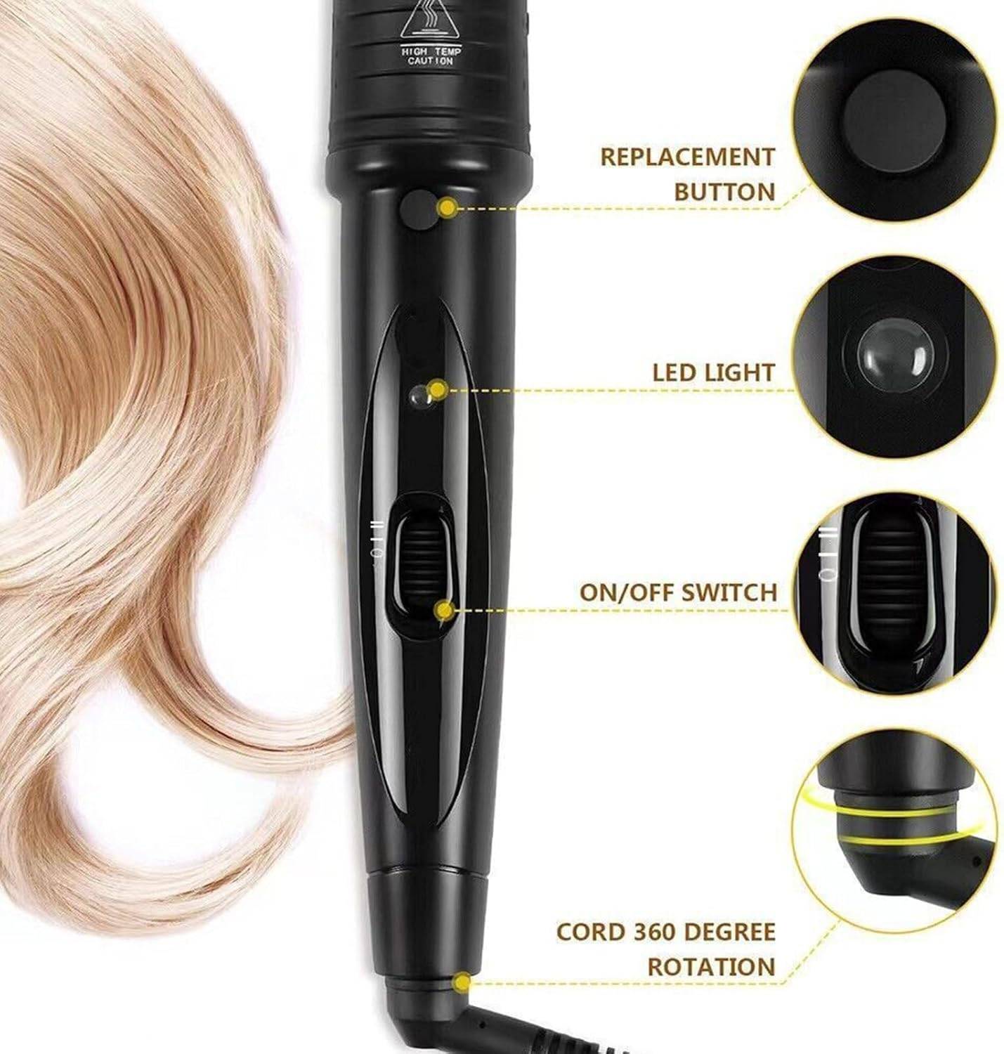 6 in 1 Interchangeable Ceramic Hair Curler Set for All Hair with Heat Protective Glove and Hair Clips, Professional Curling Wand Setwith 6 Interchangeable Barrel image number 3