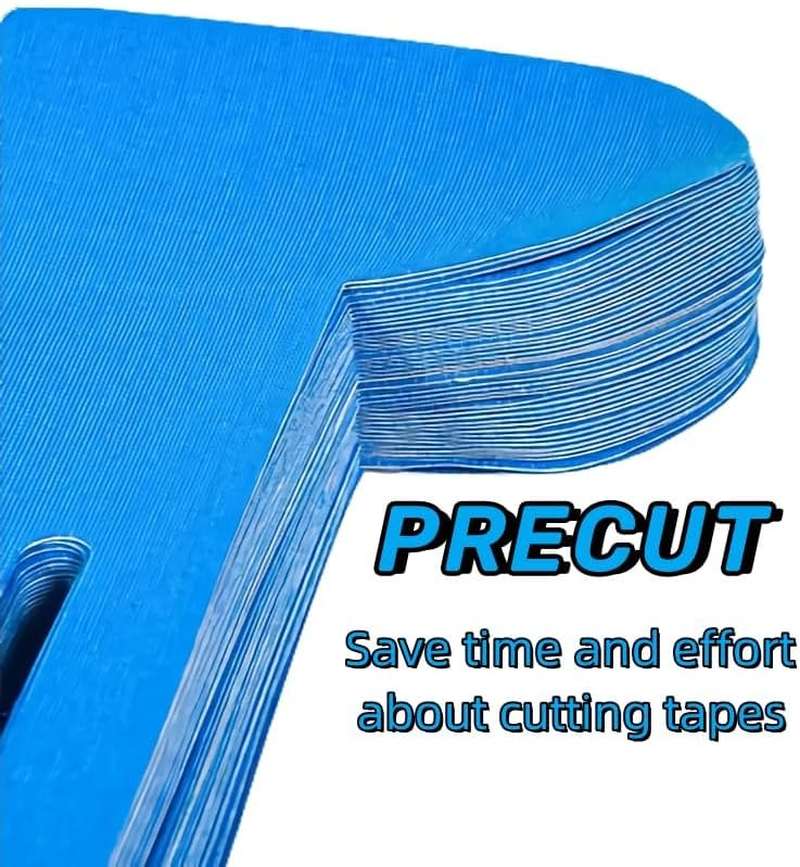 IKEEP Precut Kinesiology Tape for Knees, 10 Pcs - Knee Support & Stability, Knee Pain Relief Athletic Tape - Waterproof & Elastic, Breathable Hypoallergenic Latex-Free Tape, Blue