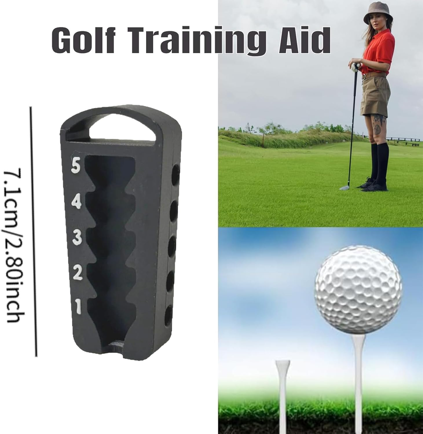 Ksngtixe 1PC Golf Tee Height Tool, Adjustable Tee Lifter & Swing Trainer for Driving Range, Chipping & Bunker Practice, 1.26X2.8X0.59 Inches Compact Design, Consistent Ball Setup Aid image number 2